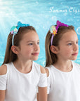 Summer Crystal - Sequin Mermaid Tail with Starry Shell Headband - 1 Pack