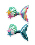 Girls' Sparkly Glitter Sequin Mermaid Tail with Starry Shell Hair Clip