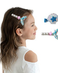 Girls' 2pk Glitter Sequin Mermaid Tail & Pearl Seashell Hair Clip Set