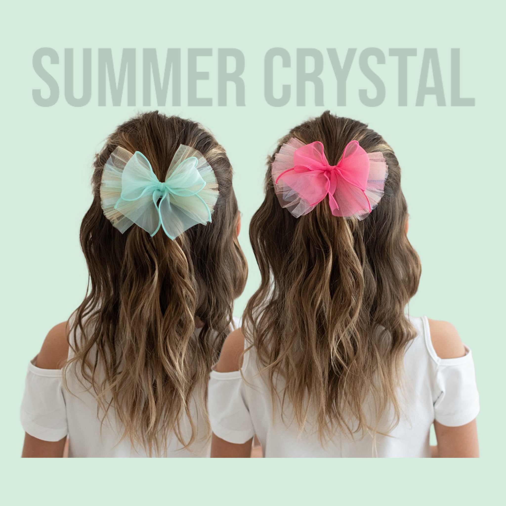 Summer Crystal Organza Tulle Large Bow Hair Clip