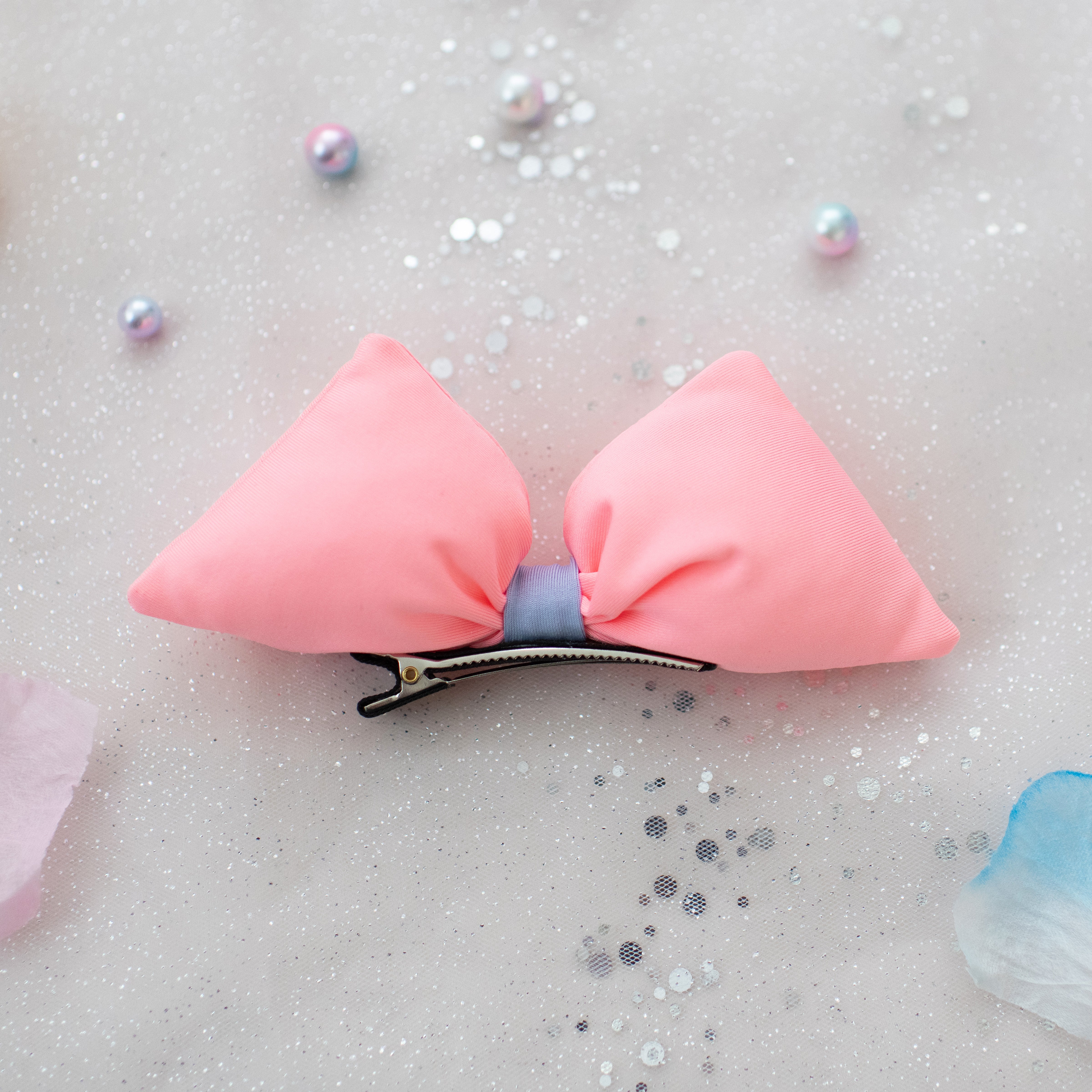 Summer Crystal – Pastel Puffy Bow Hair Clip – 1 Pack