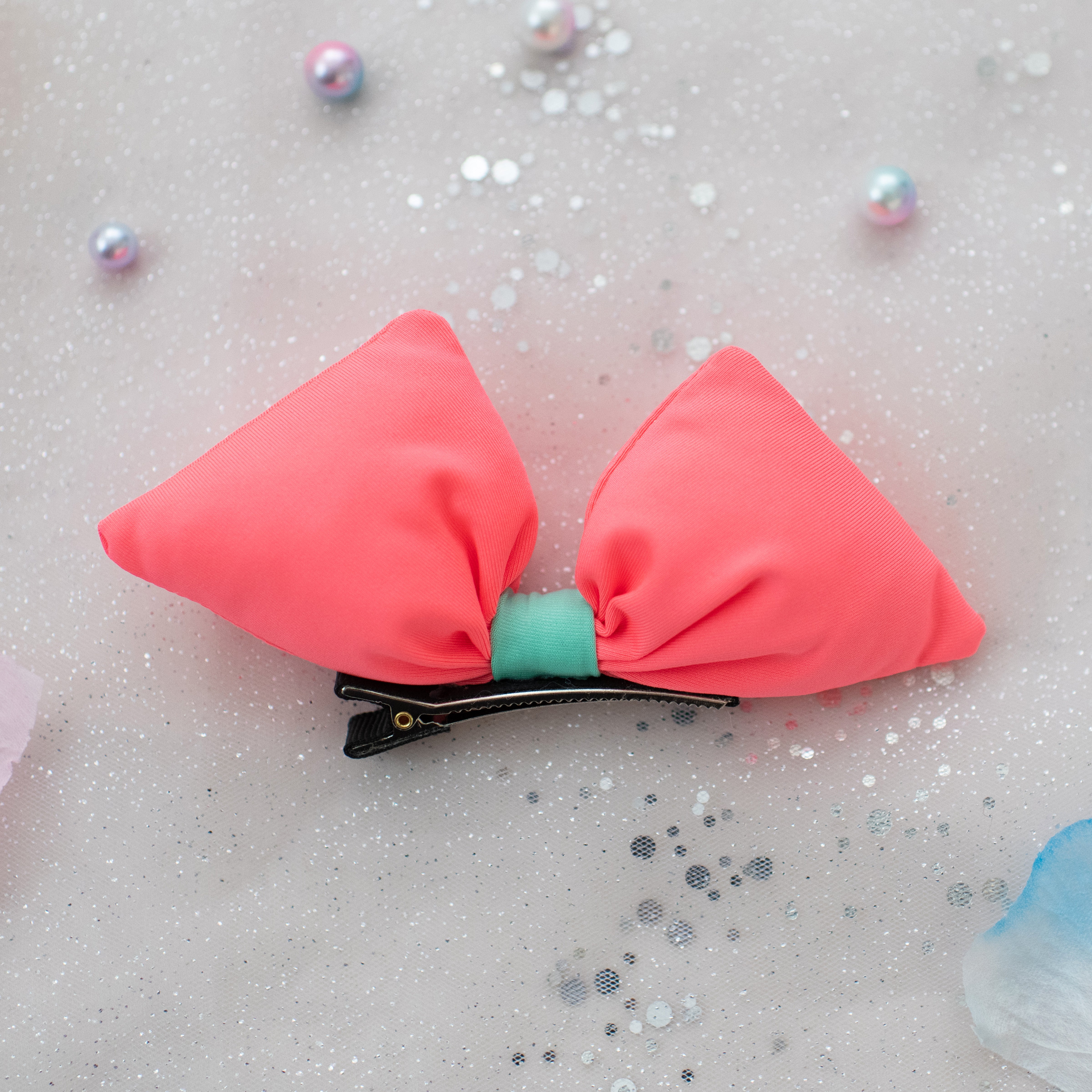 Summer Crystal – Pastel Puffy Bow Hair Clip – 1 Pack