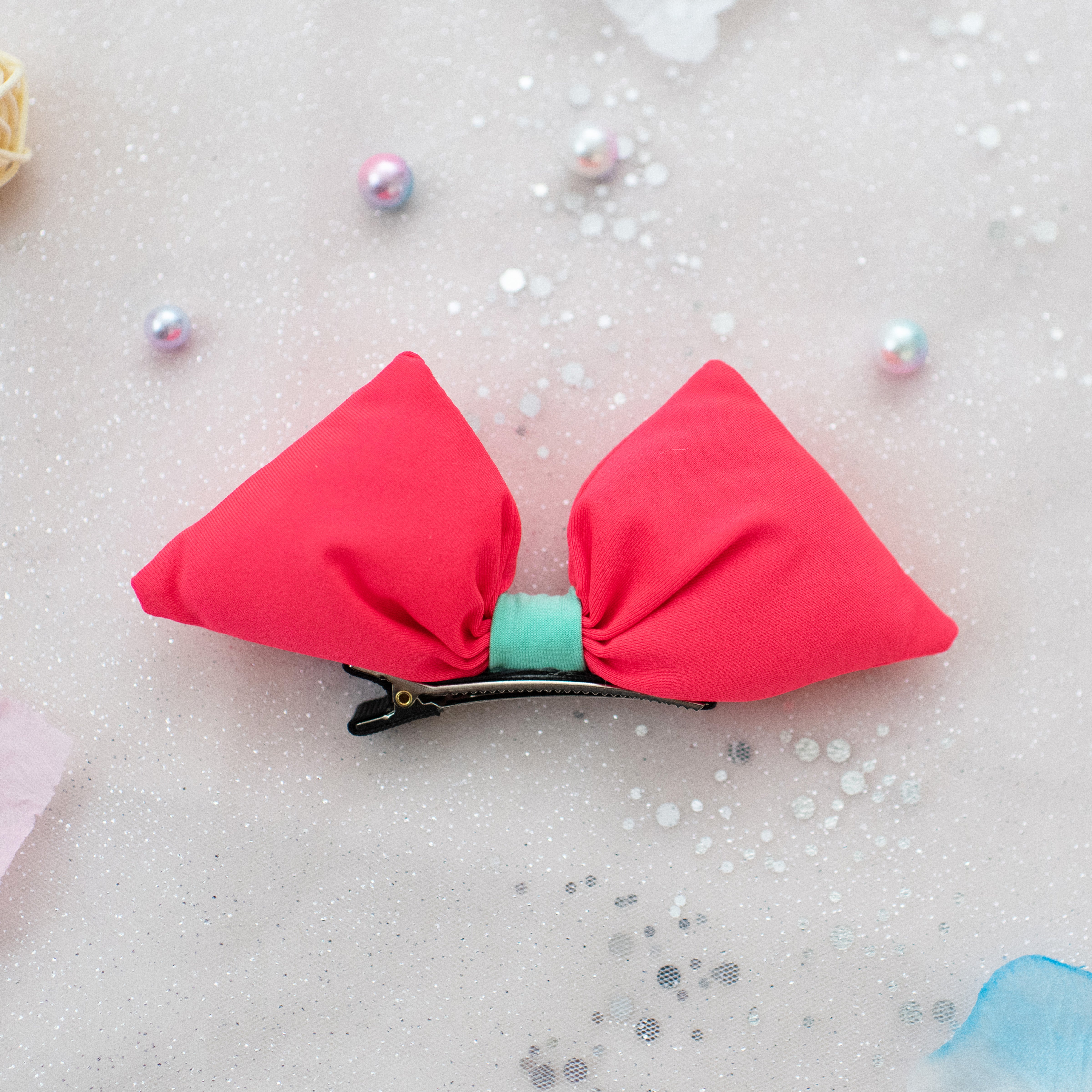Summer Crystal – Pastel Puffy Bow Hair Clip – 1 Pack