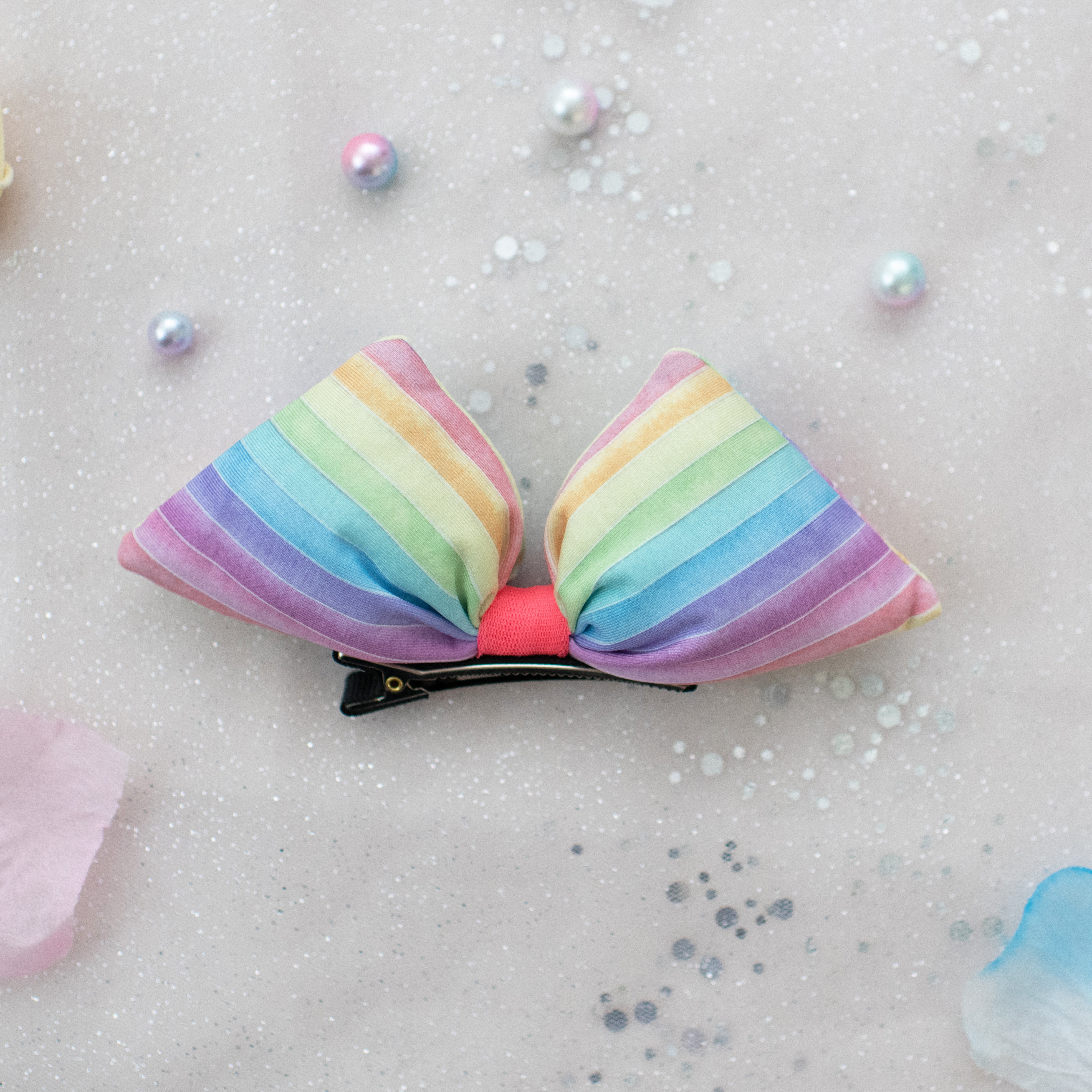 Summer Crystal – Pastel Puffy Bow Hair Clip – 1 Pack