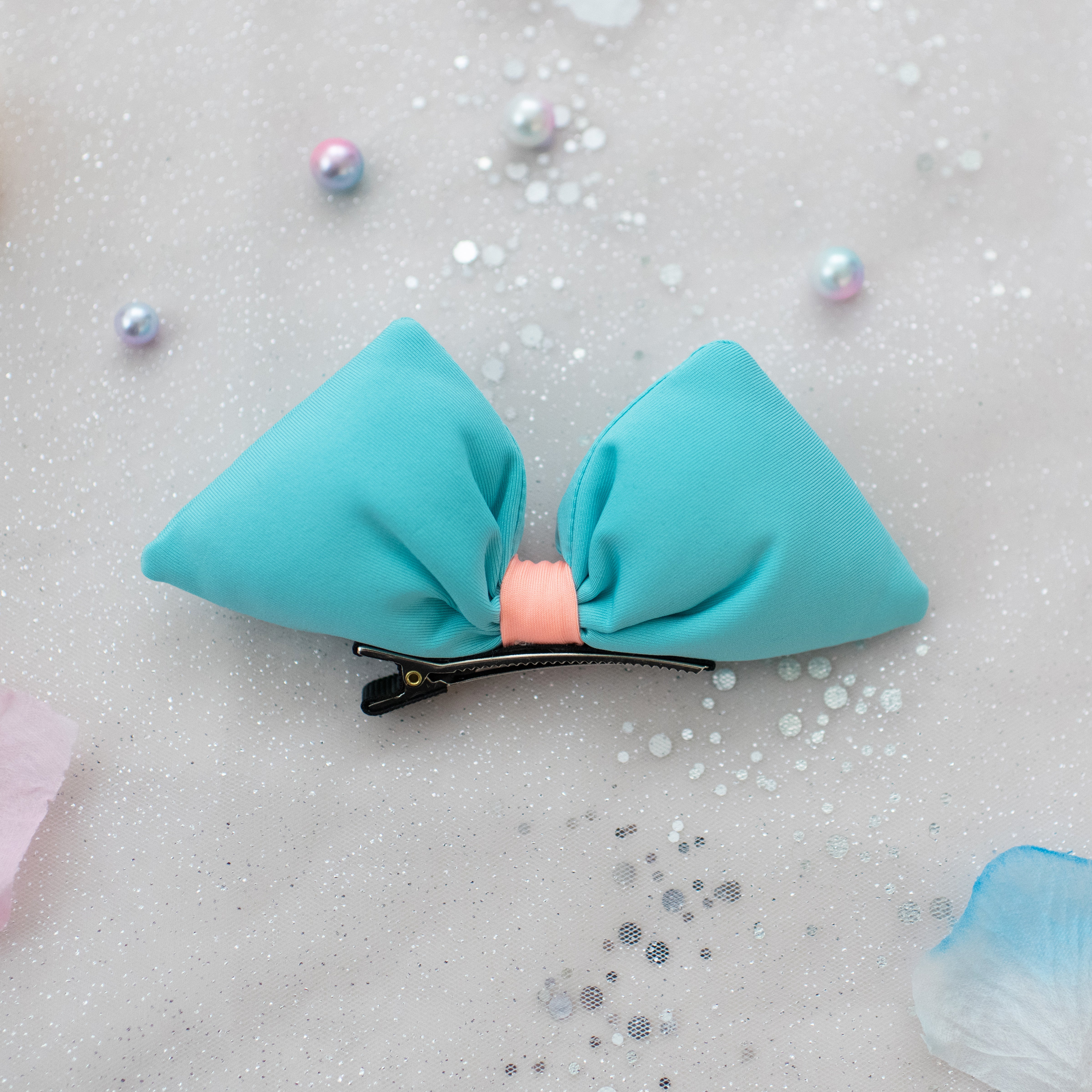 Summer Crystal – Pastel Puffy Bow Hair Clip – 1 Pack
