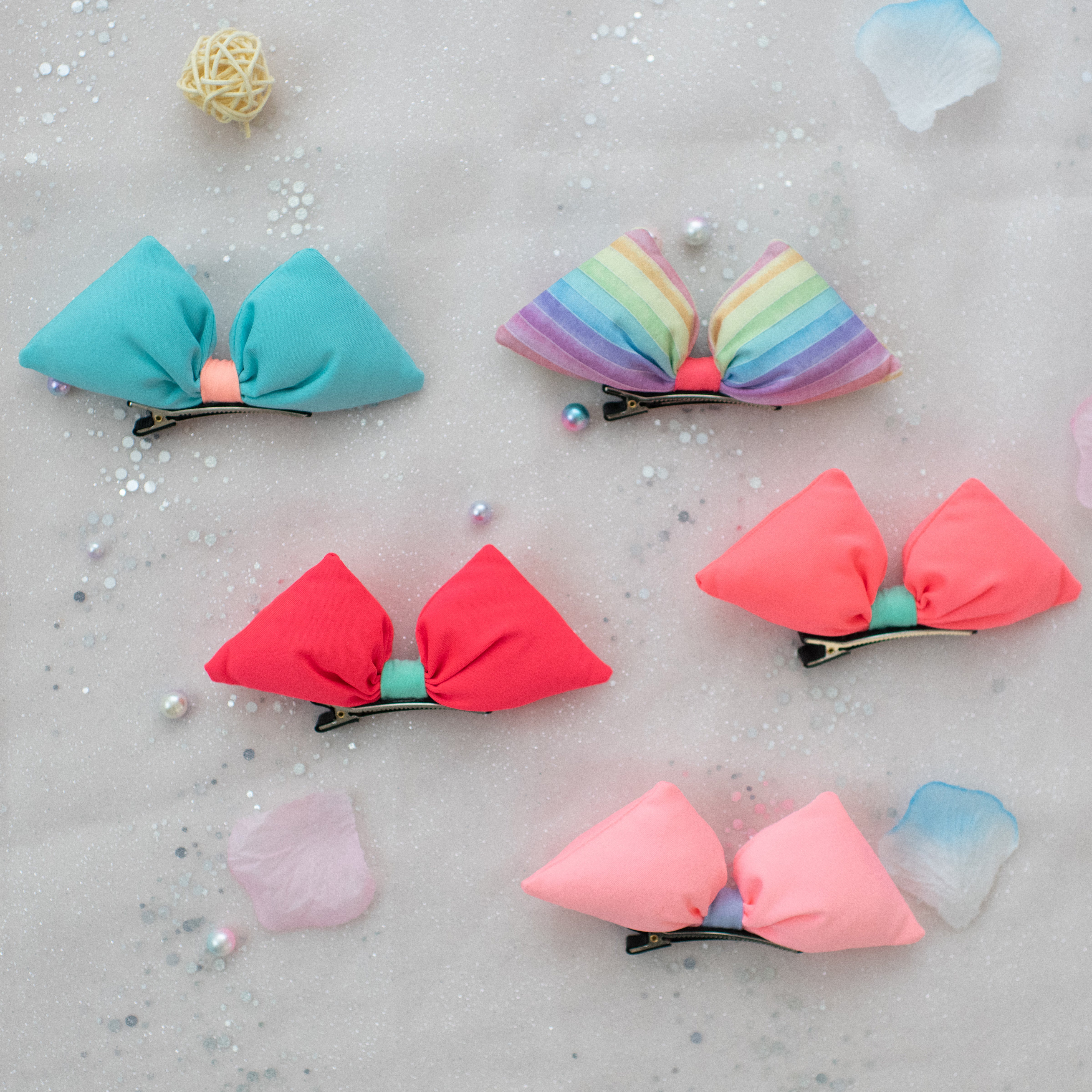 Summer Crystal – Pastel Puffy Bow Hair Clip – 1 Pack