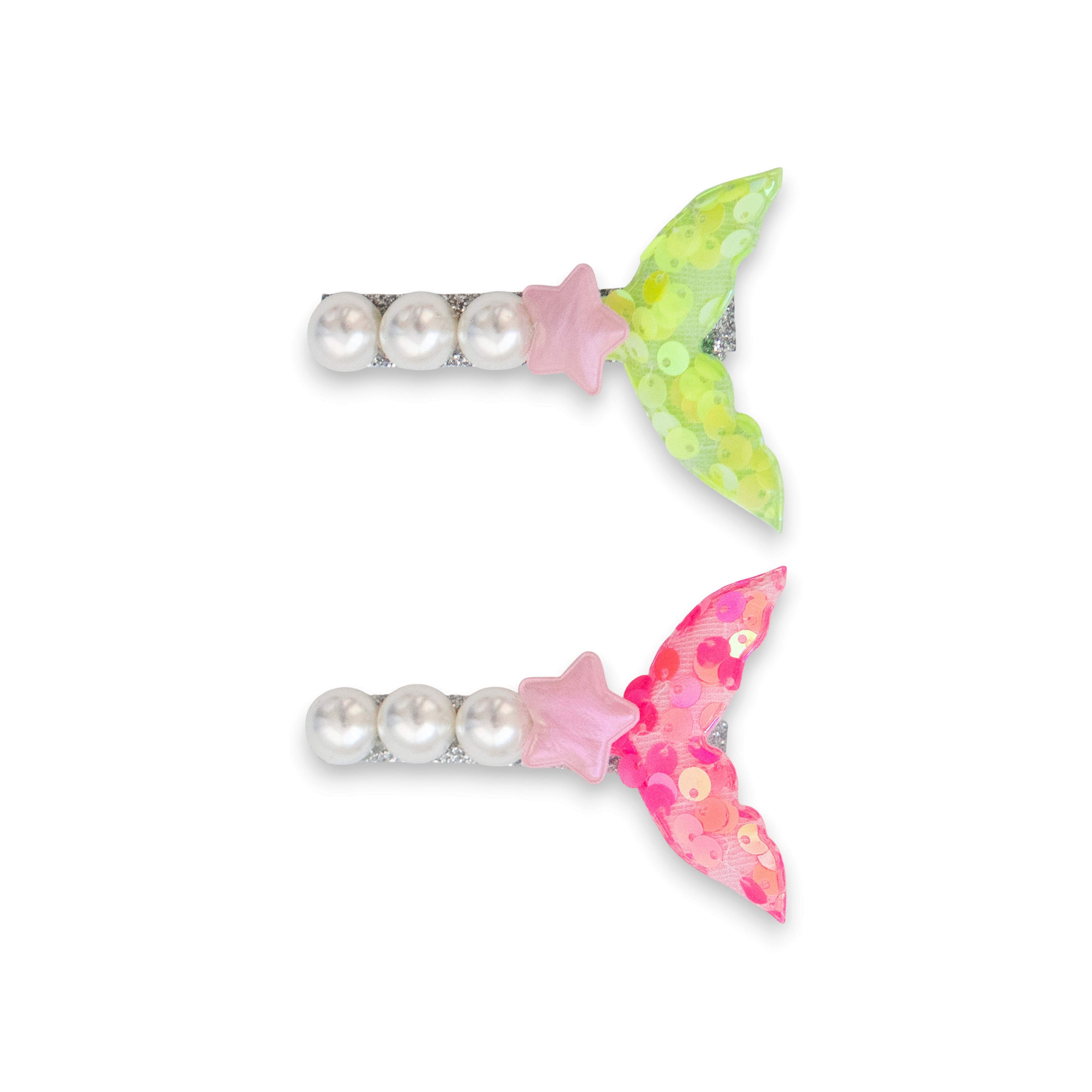 Girls' 2pk Glitter Sequin &amp; Pearls Mermaid Tail Hair Clips