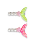Girls' 2pk Glitter Sequin & Pearls Mermaid Tail Hair Clips