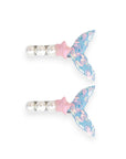 Summer Crystal 2Pcs Pearl Sequins Mermaid Tail Hair Clips For Girls