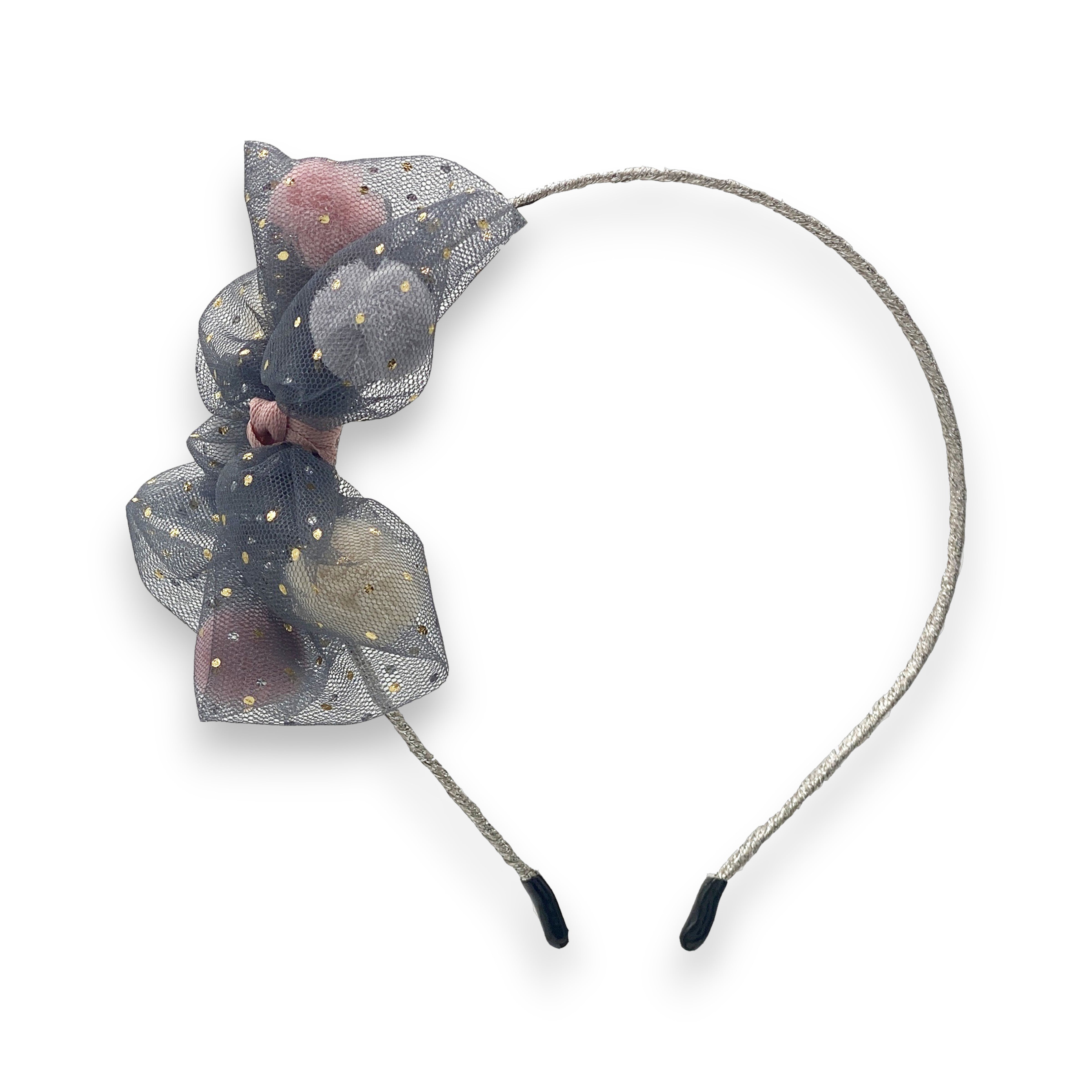 Girls' Tulle Mesh Pompoms Bow Headband