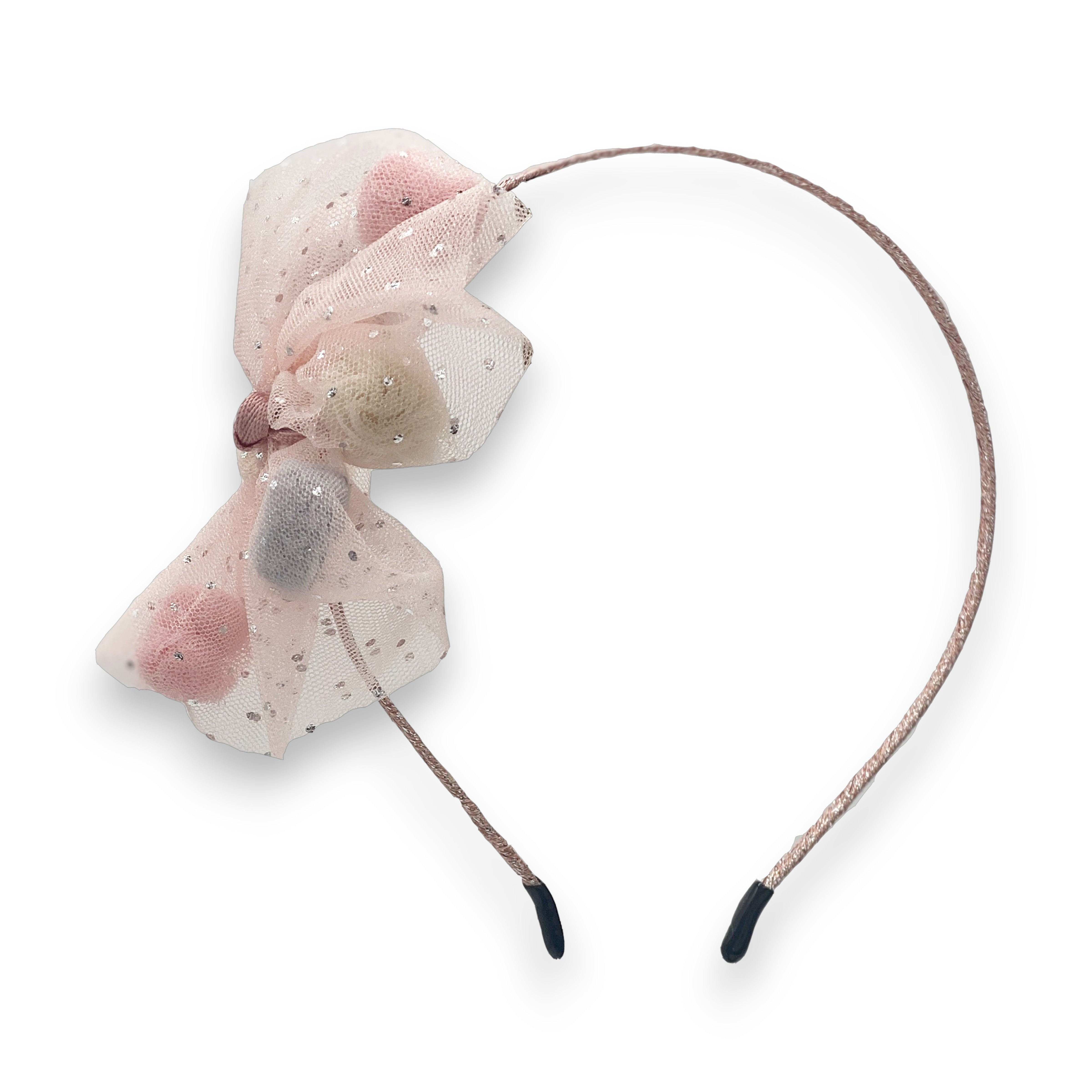 Girls' Tulle Mesh Pompoms Bow Headband