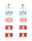 Summer Crystal Baby Girl Pompons Bow Hair Clips - Pack of 10