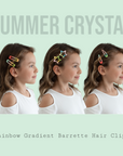 Summer Crystal 2 Inch Barrettes Metal Snap Hair Clips - Rainbow Gradient - Pack of 30