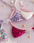 Summer Crystal Small Sequin Cat Ears Headband with Pearl Earring Pendants