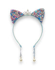 Summer Crystal Small Sequin Cat Ears Headband with Pearl Earring Pendants