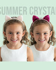 Summer Crystal Small Sequin Cat Ears Headband with Pearl Earring Pendants
