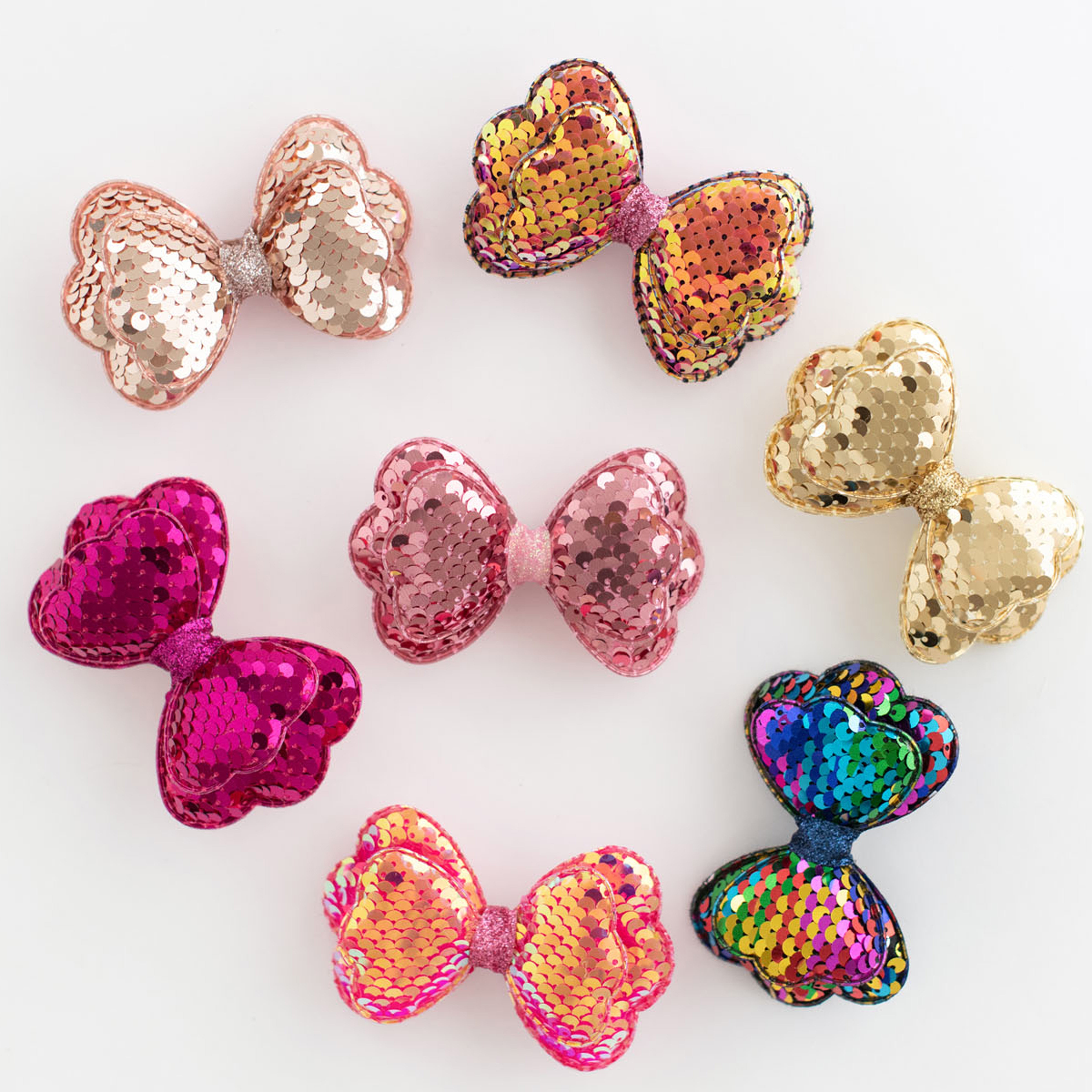 Summer Crystal Sequin Glitter Stuffed Bow Alligator Clip