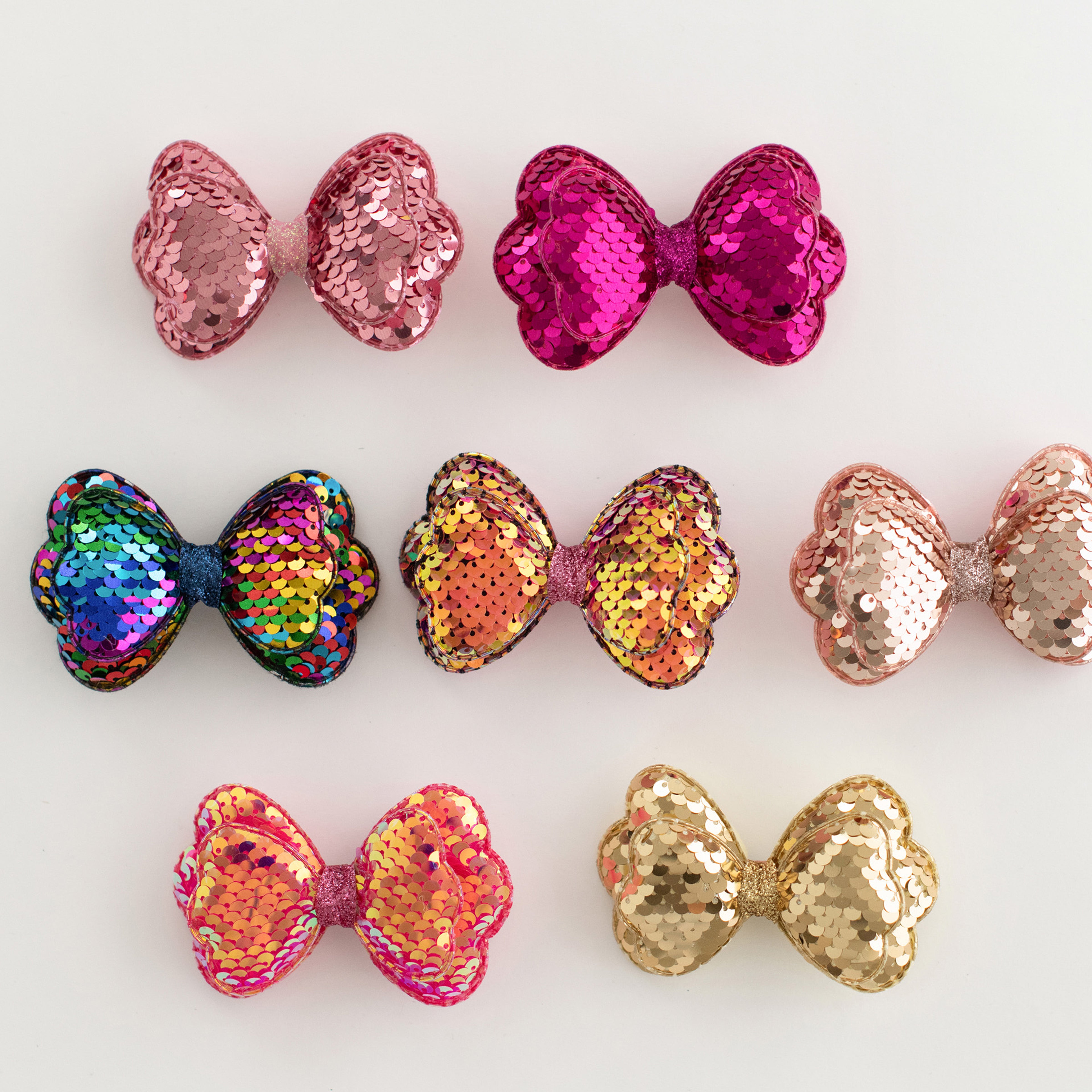 Summer Crystal Sequin Glitter Stuffed Bow Alligator Clip
