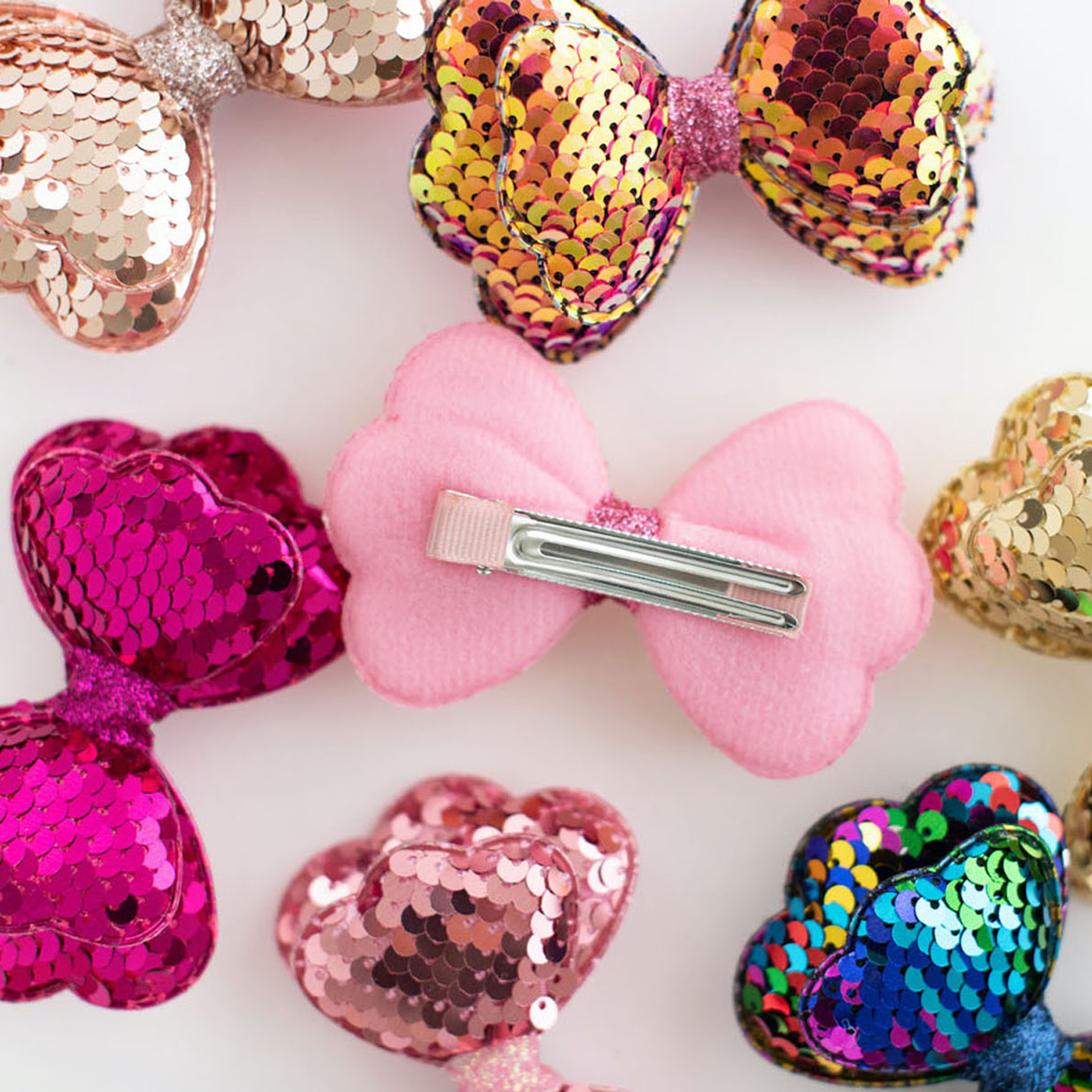 Summer Crystal Sequin Glitter Stuffed Bow Alligator Clip