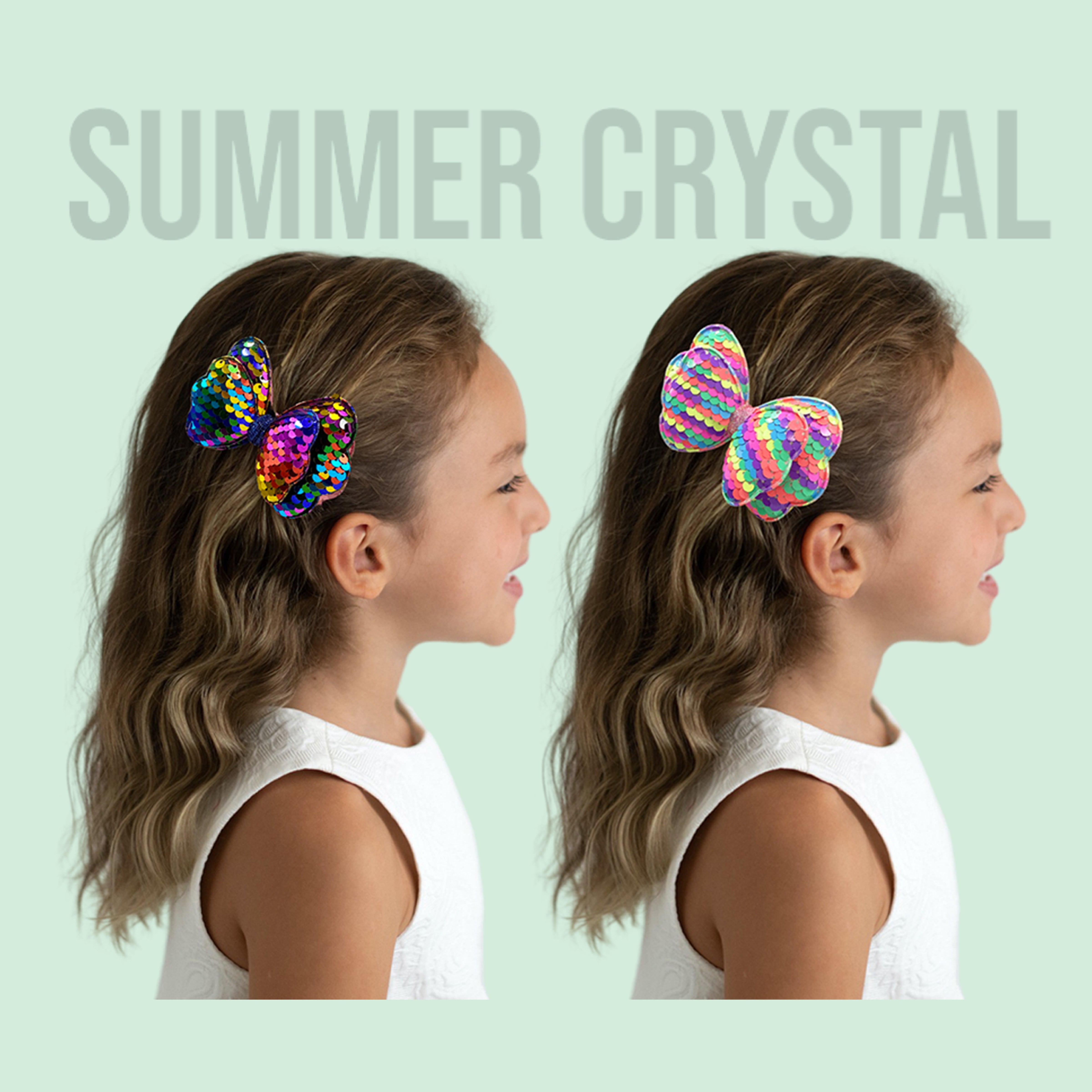 Summer Crystal Sequin Glitter Stuffed Bow Alligator Clip