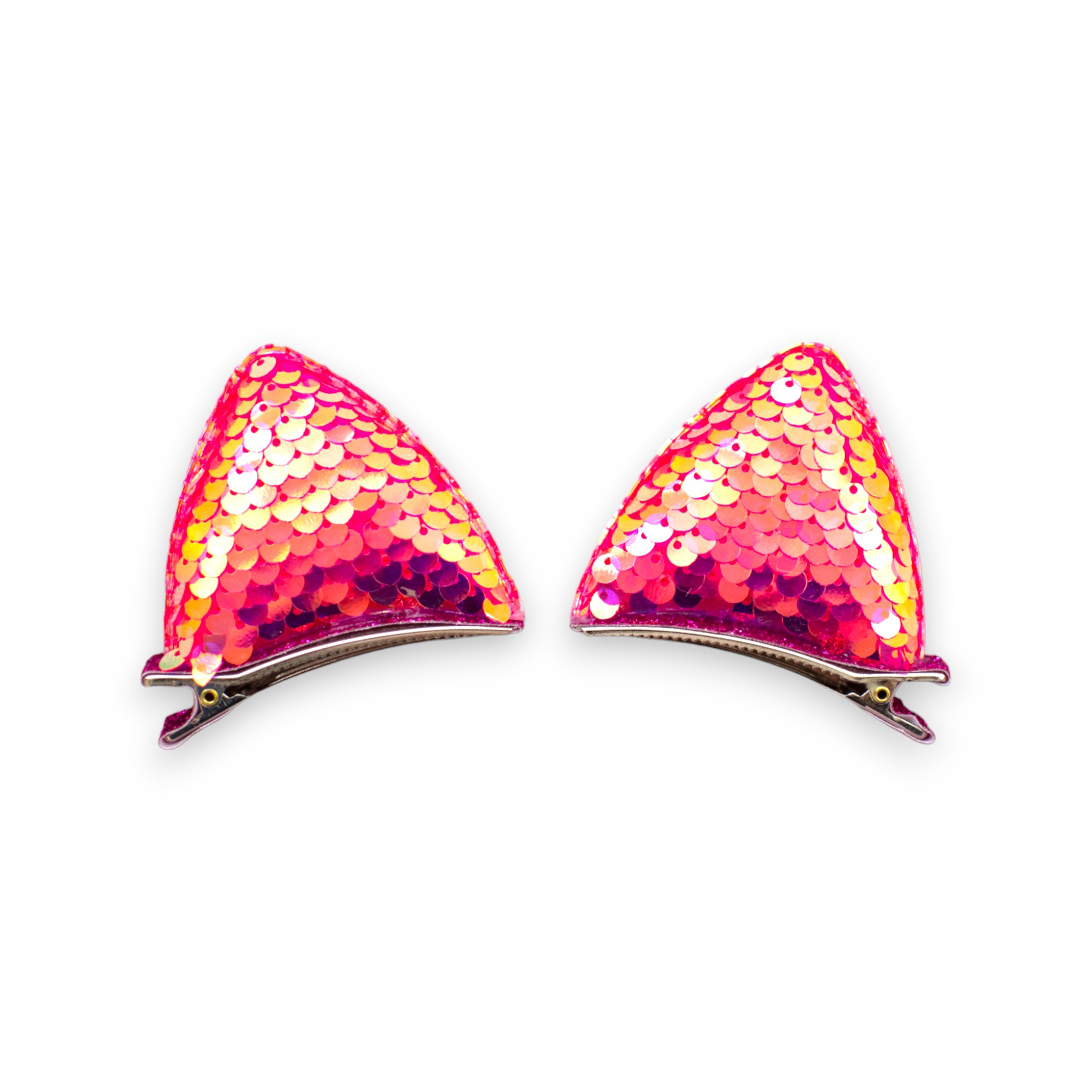 Summer Crystal - Large Sequin Cat Ears Hair Clips - 1 Pair