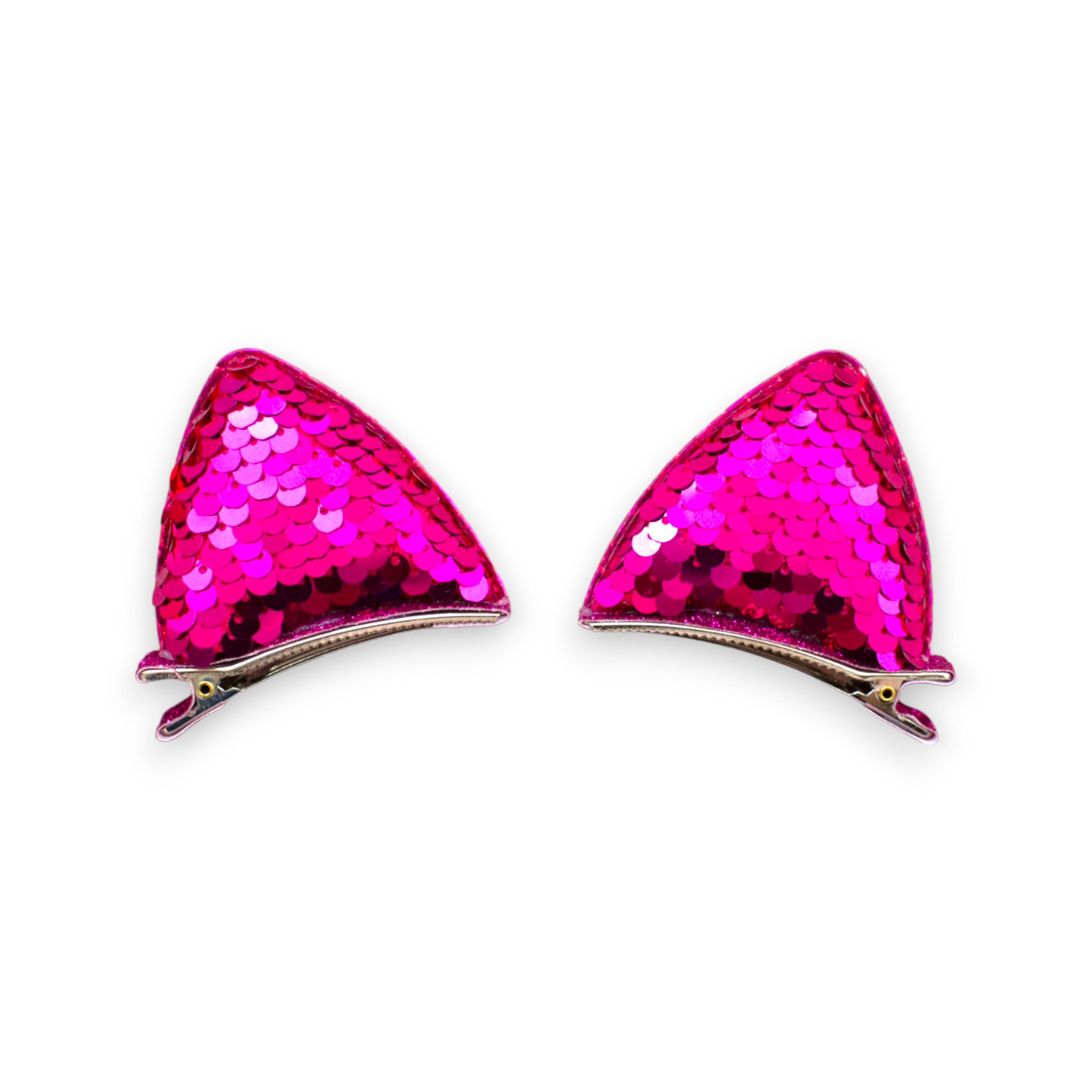 Summer Crystal - Large Sequin Cat Ears Hair Clips - 1 Pair