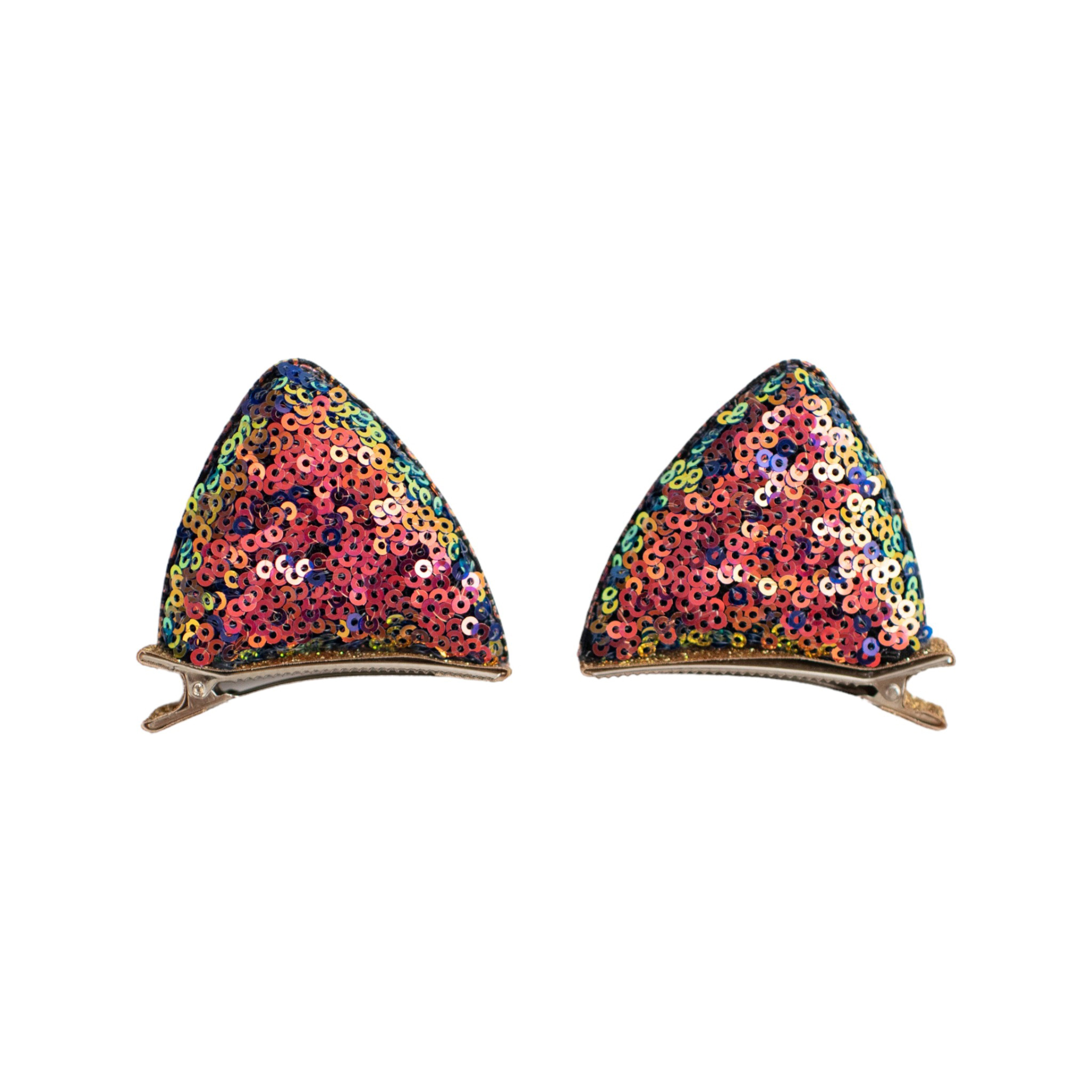 Summer Crystal - Sequin Cat Ears Hair Clips - 1 Pair