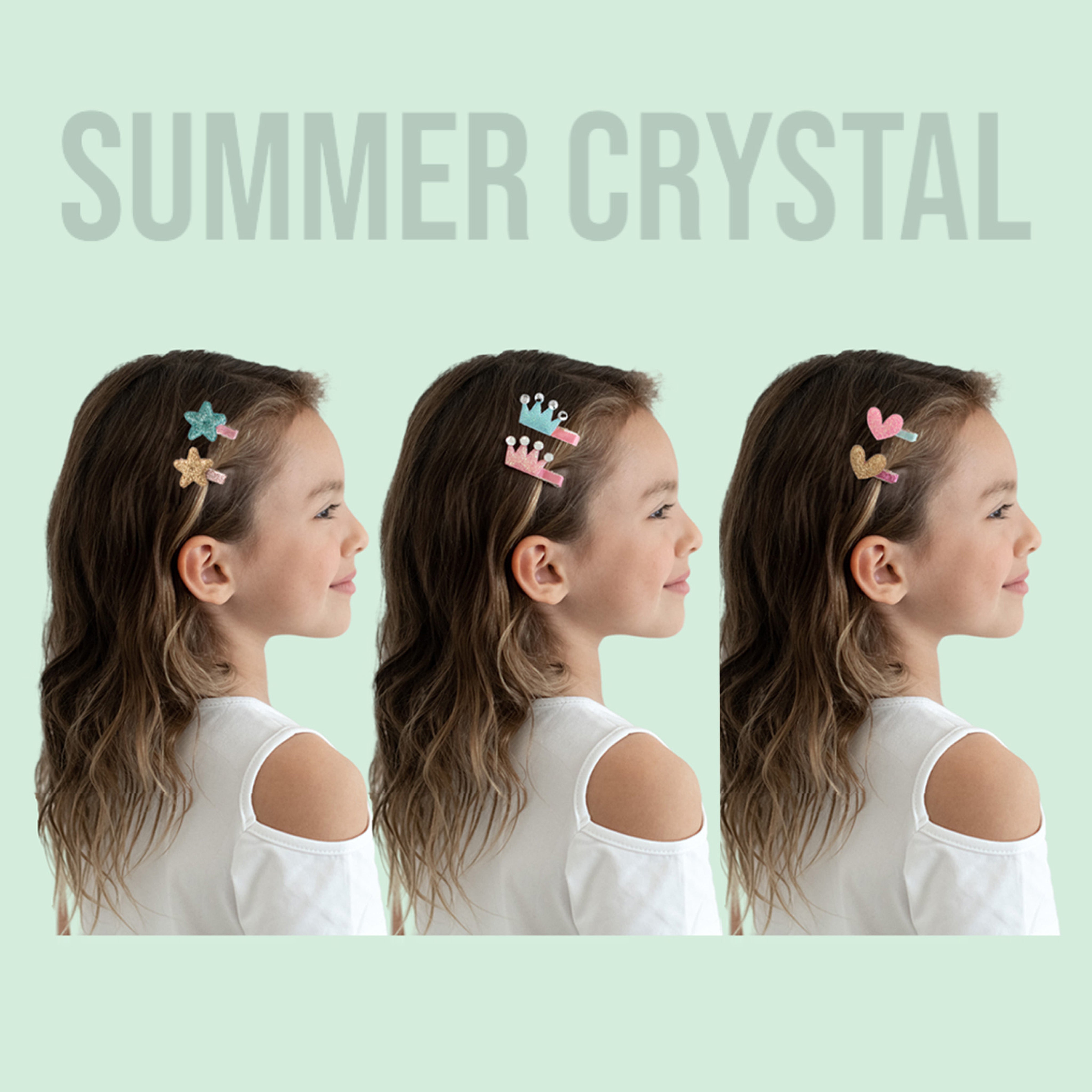 Summer Crystal - Glitter Mini Hair Clips – Assorted Colors Random Selection - 8 Pack