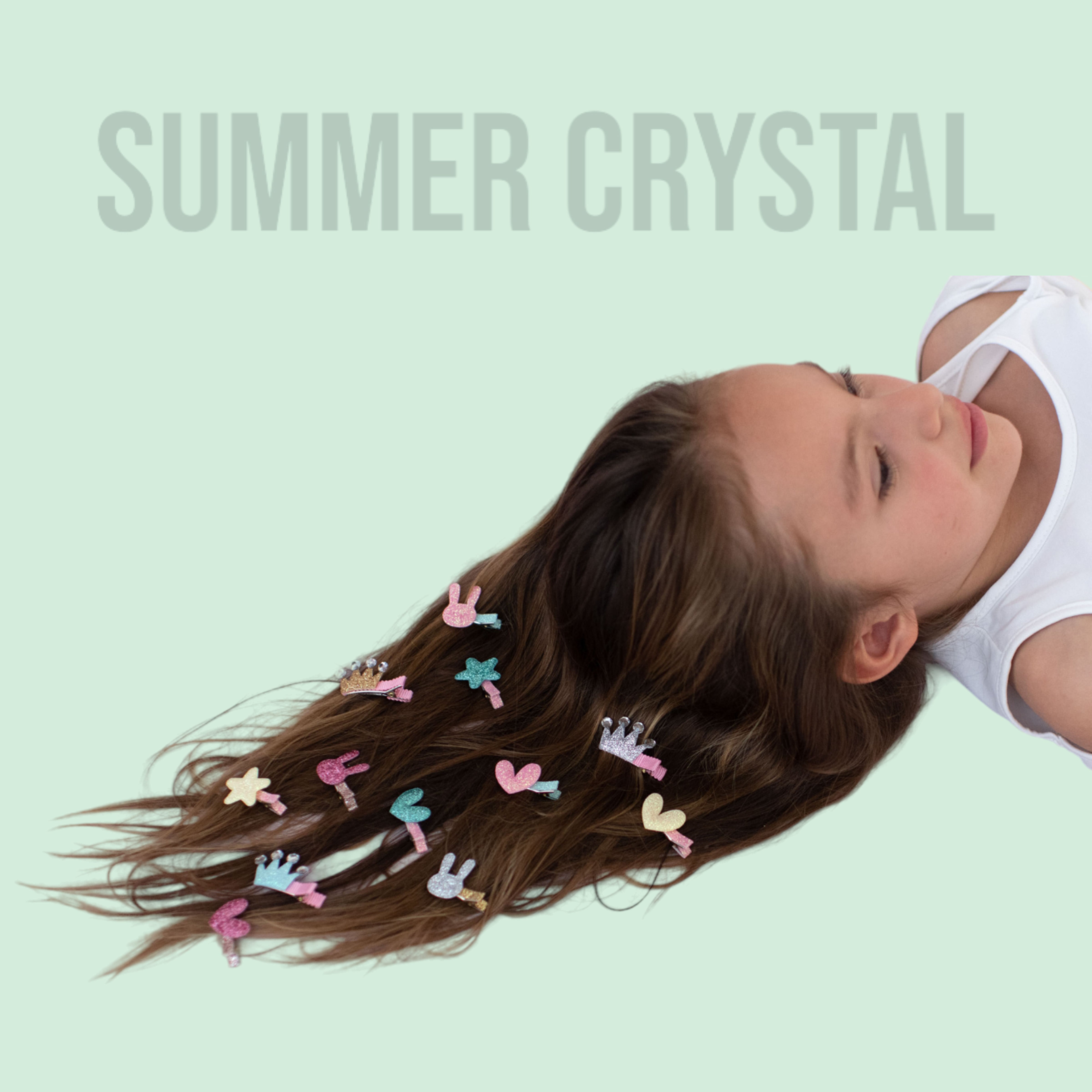 Summer Crystal - Glitter Mini Hair Clips – Assorted Colors Random Selection - 8 Pack