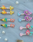 Summer Crystal - Pearls Mermaid Sea Life Hair Clips - 4 Pack