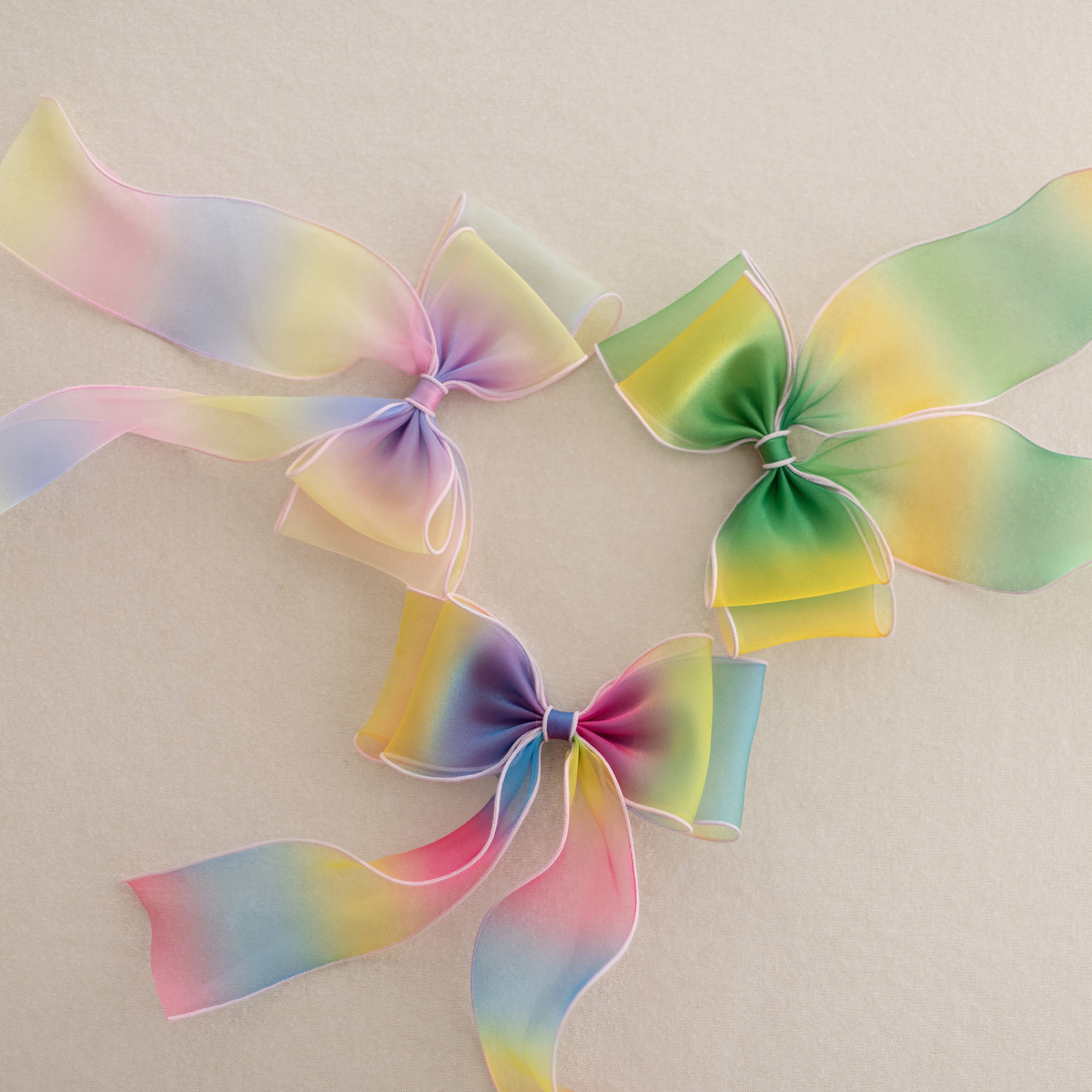 Summer Crystal - Organza Bow Hair Hair Clip with Long Flowing Ribbons