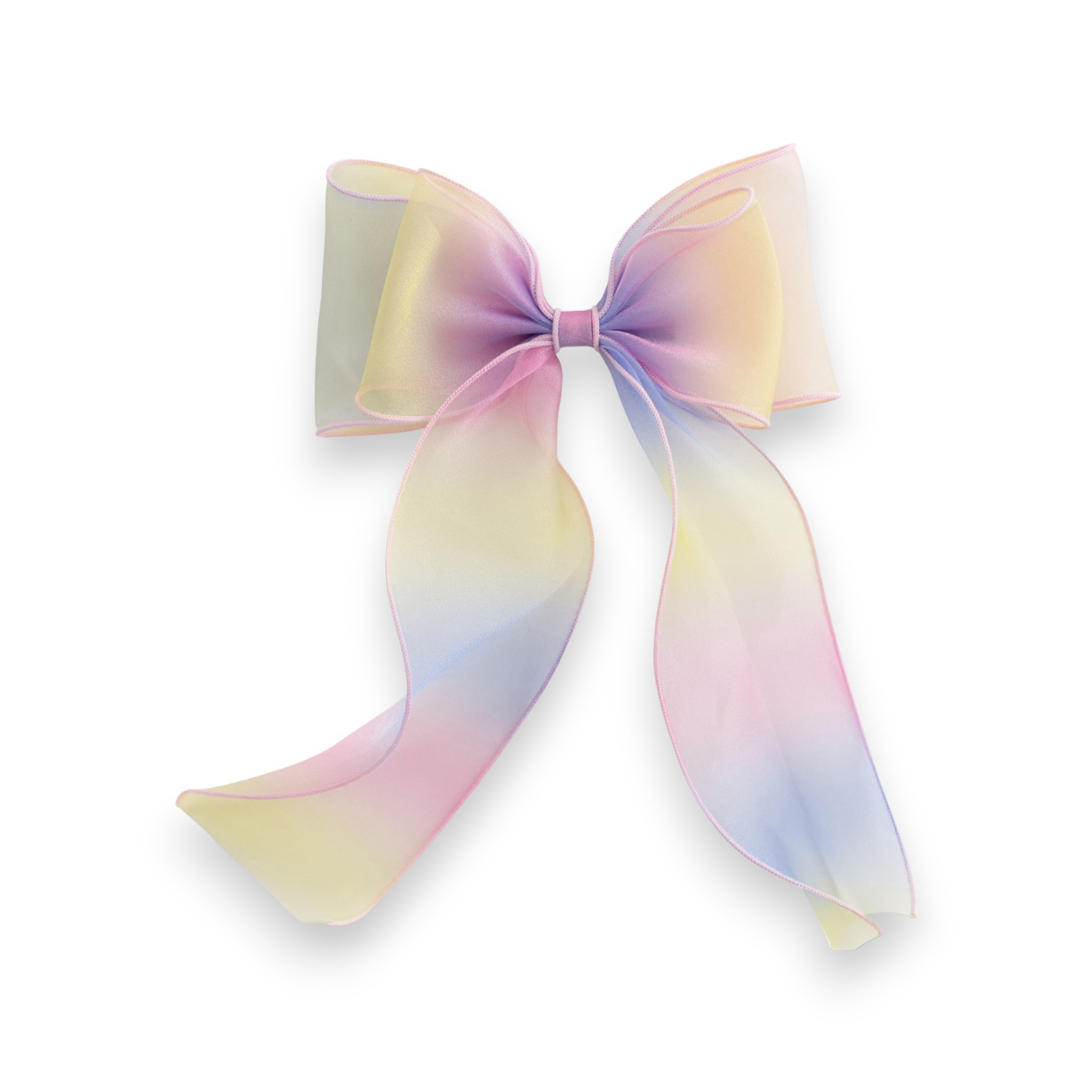 Summer Crystal - Organza Bow Hair Hair Clip with Long Flowing Ribbons