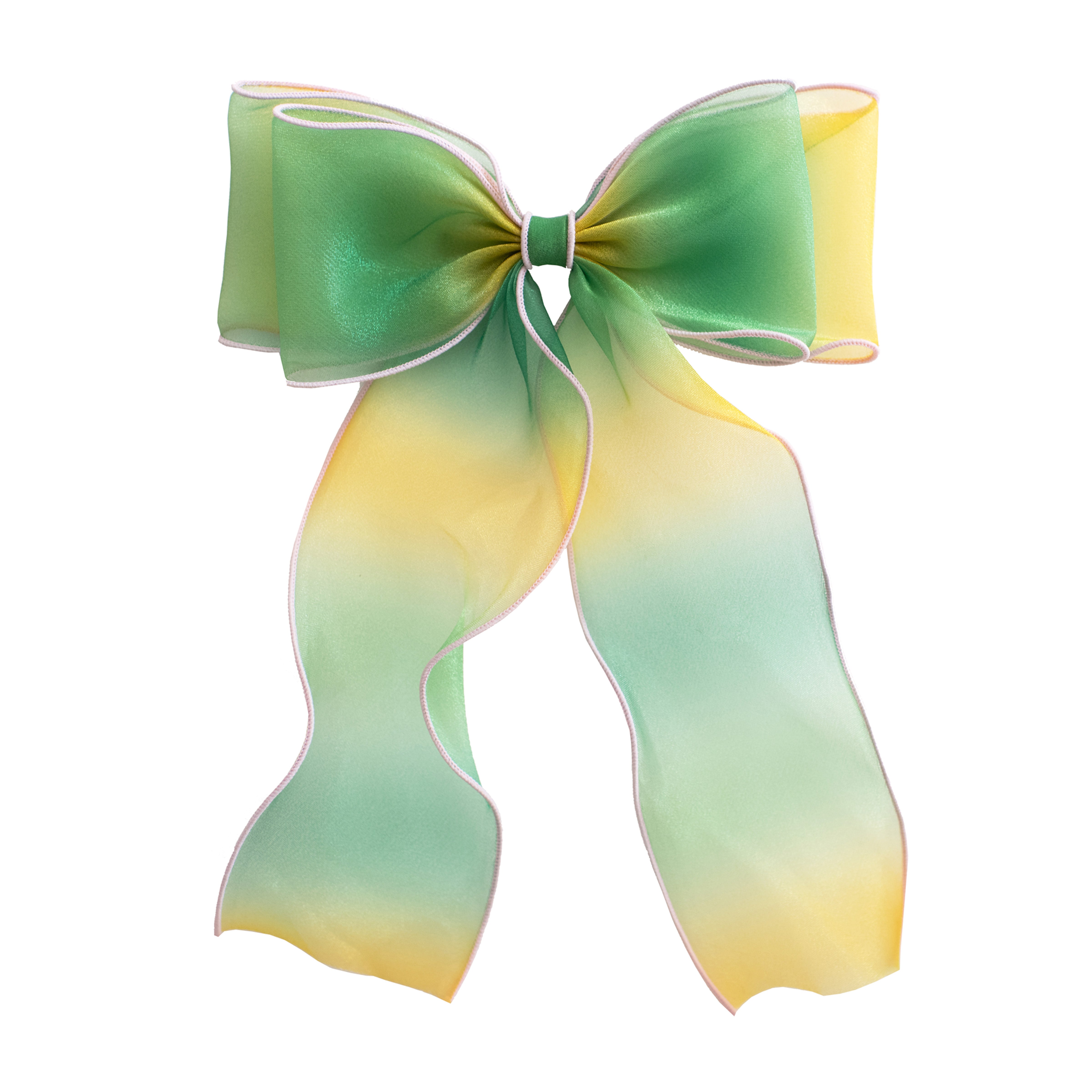 Summer Crystal - Organza Bow Hair Hair Clip with Long Flowing Ribbons