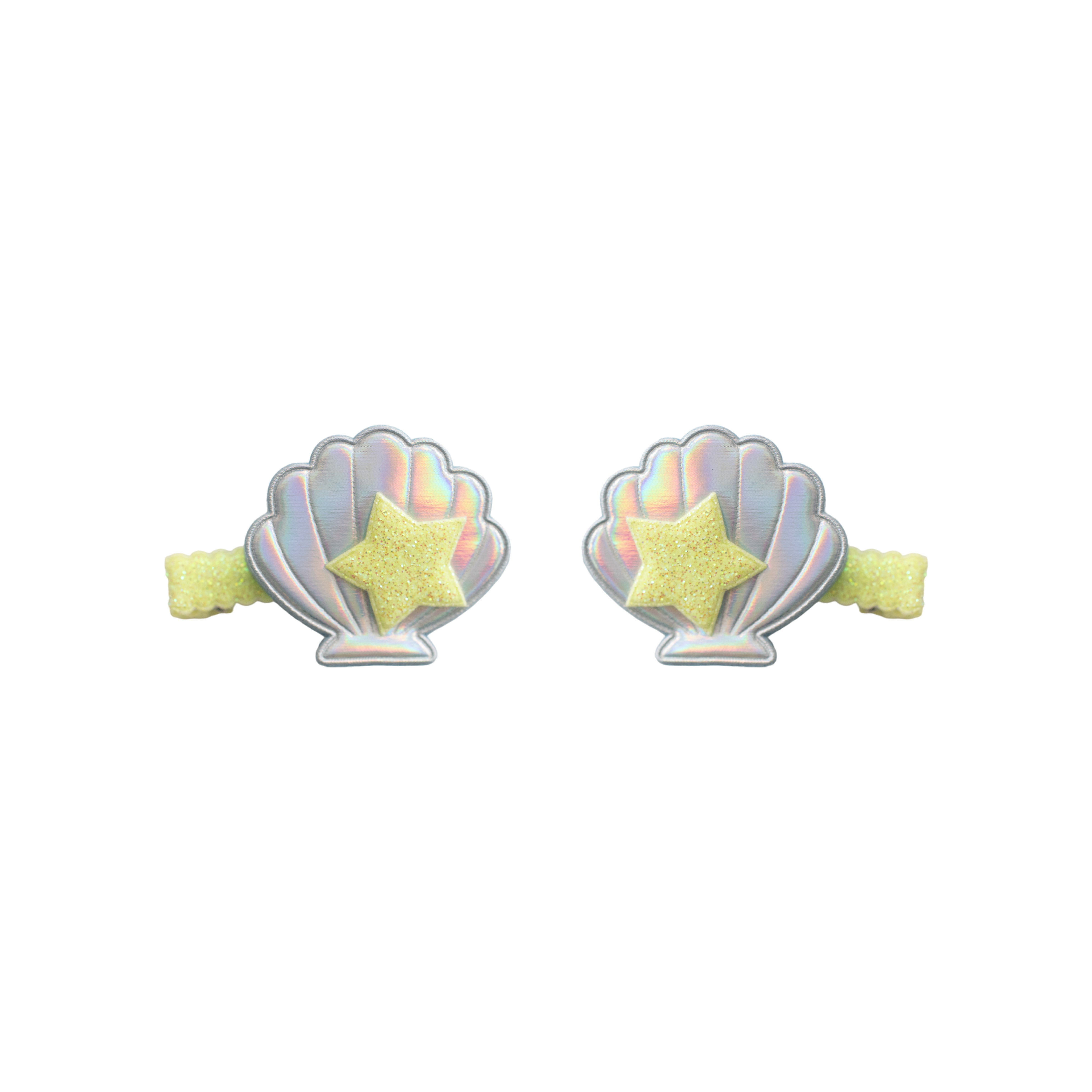 Summer Crystal - Sea Shell Hair Clips with Embedded Pearl - 1 Pair