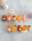 Summer Crystal Fruit Animal Popsicle Alligator Clips - 4 Pcs Set