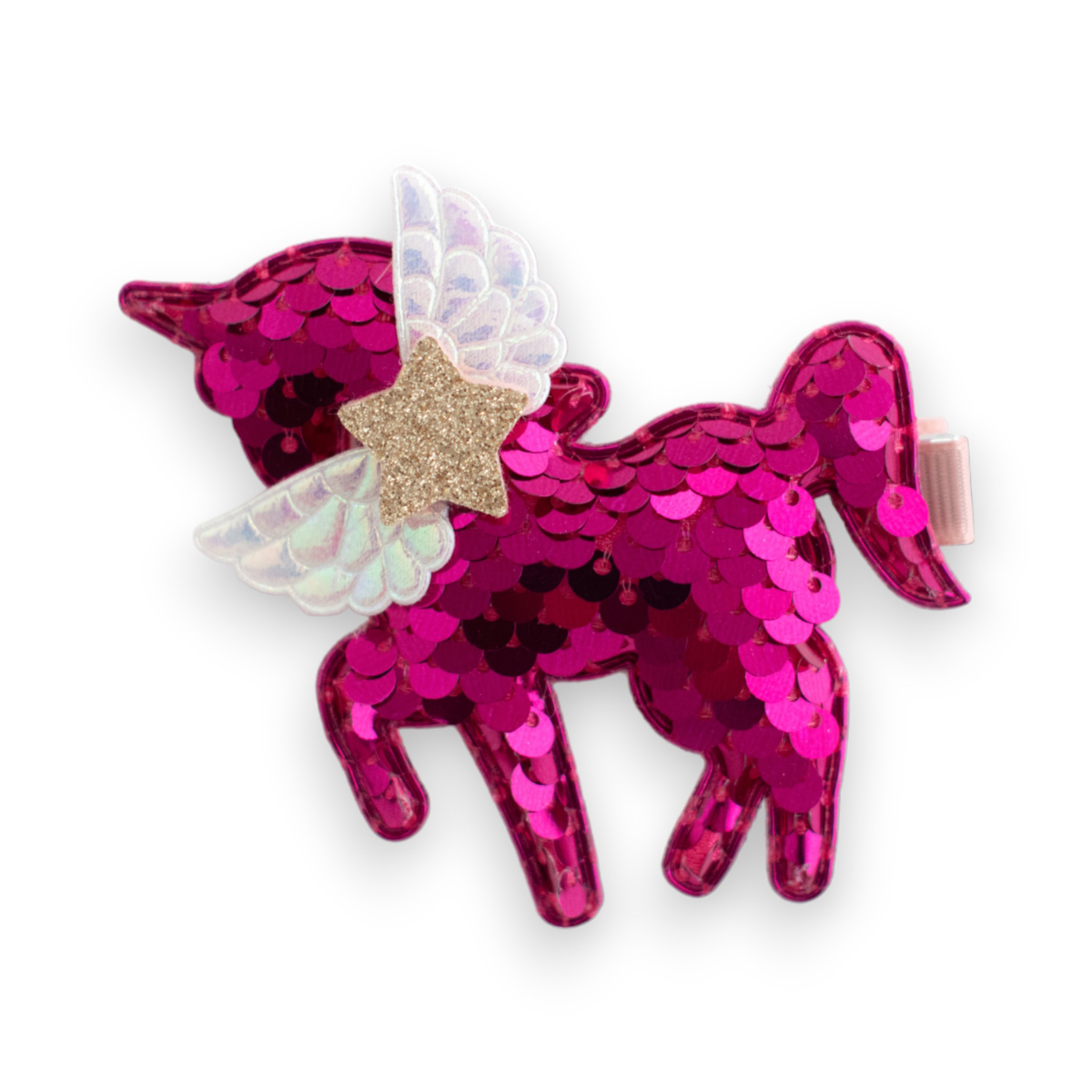 Summer Crystal - Winged Sequin Unicorn Hair Clip - 1 Pack
