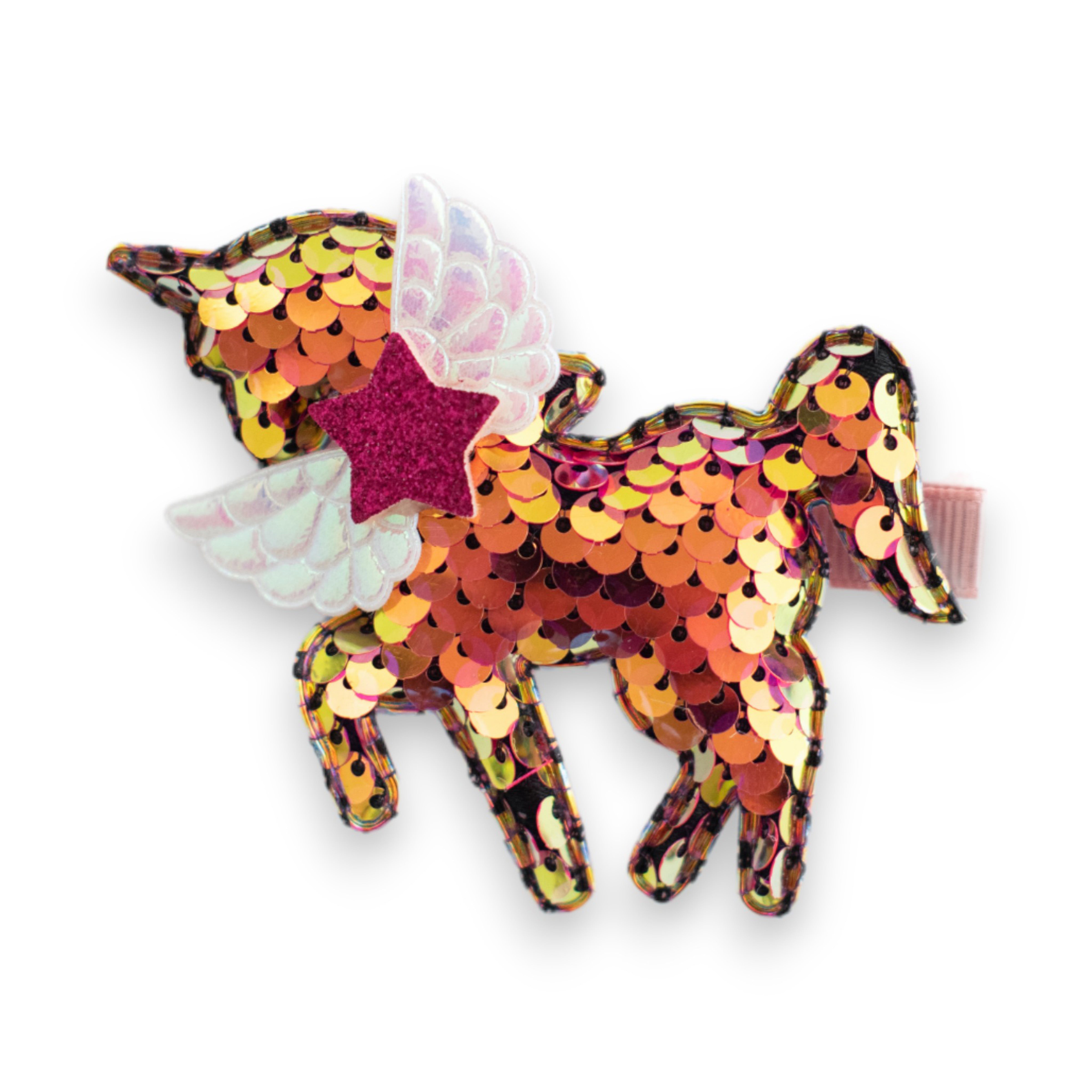 Summer Crystal - Winged Sequin Unicorn Hair Clip - 1 Pack