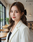Summer Crystal - Elegant Oversized Satin Bow Barrette Hair Clip for Girls & Women - 1 Pack