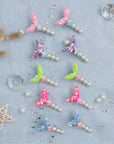 Girls' 2pk Glitter Sequin Mermaid Tail & Pearl Seashell Hair Clip Set