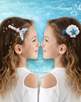Girls' 2pk Glitter Sequin Mermaid Tail & Pearl Seashell Hair Clip Set