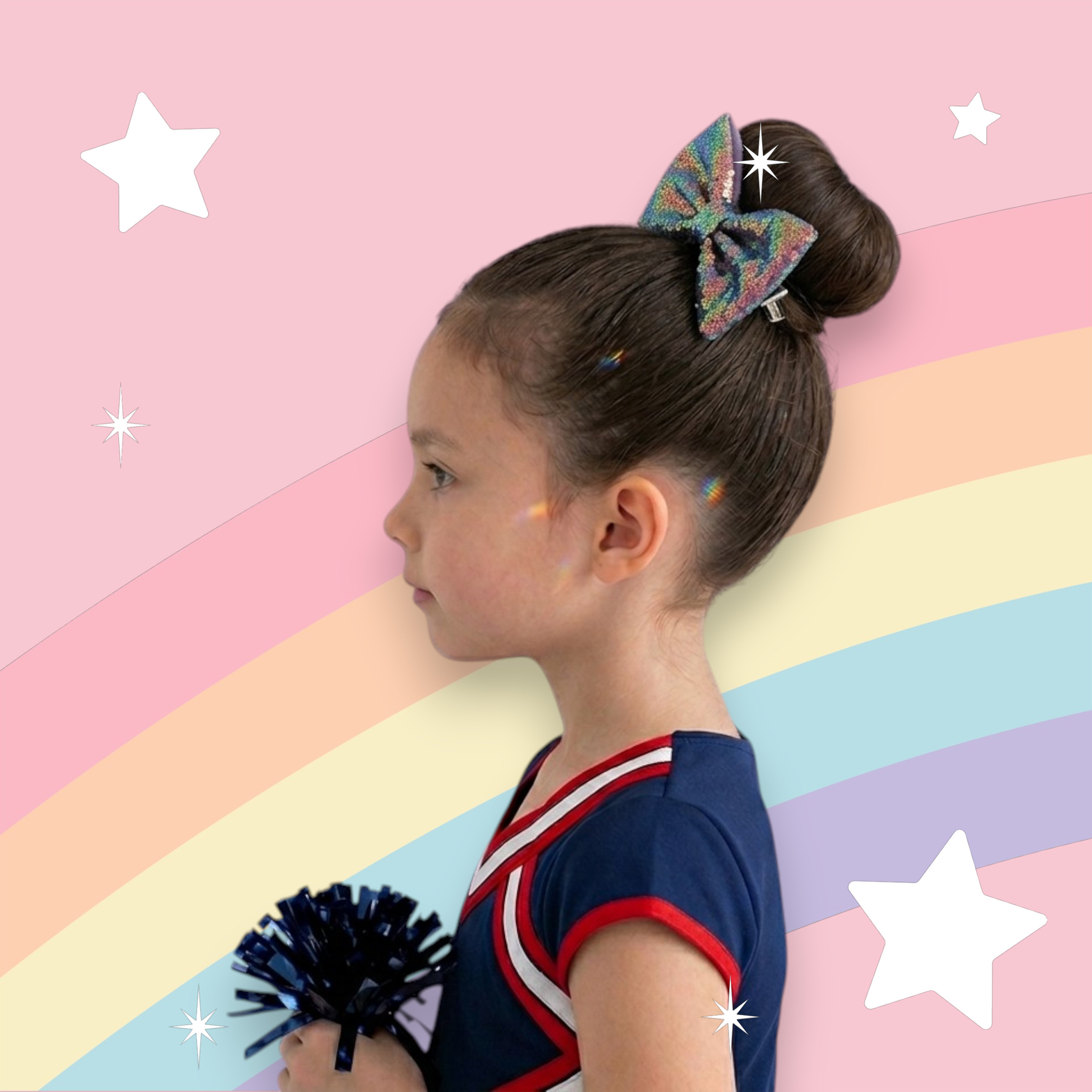 Girls' Vertical Bow Hair Clip for Competition and Dance Bun