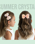 Summer Crystal Sparkling Sequins Bow Hair Clip For Girls - Orange Pink