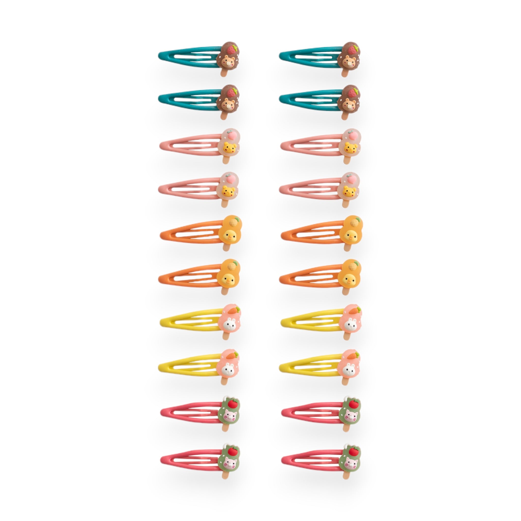 Summer Crystal 20Pcs 2 Inch Barrettes Metal Snap Hair Clips For Girls - Charm Fruit Popsicles