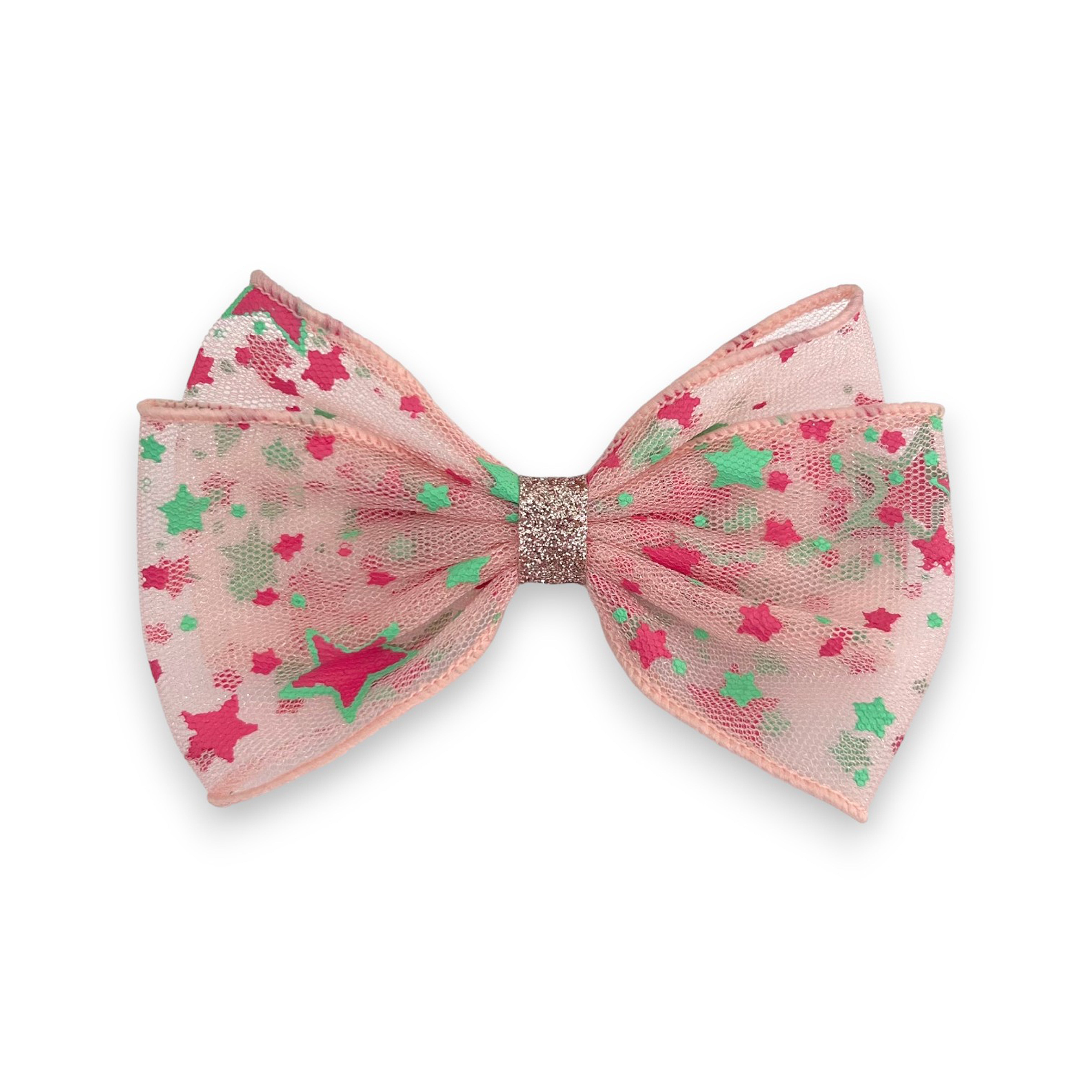 Summer Crystal - Starry Tulle Bow Hair Clip - 1 Pack