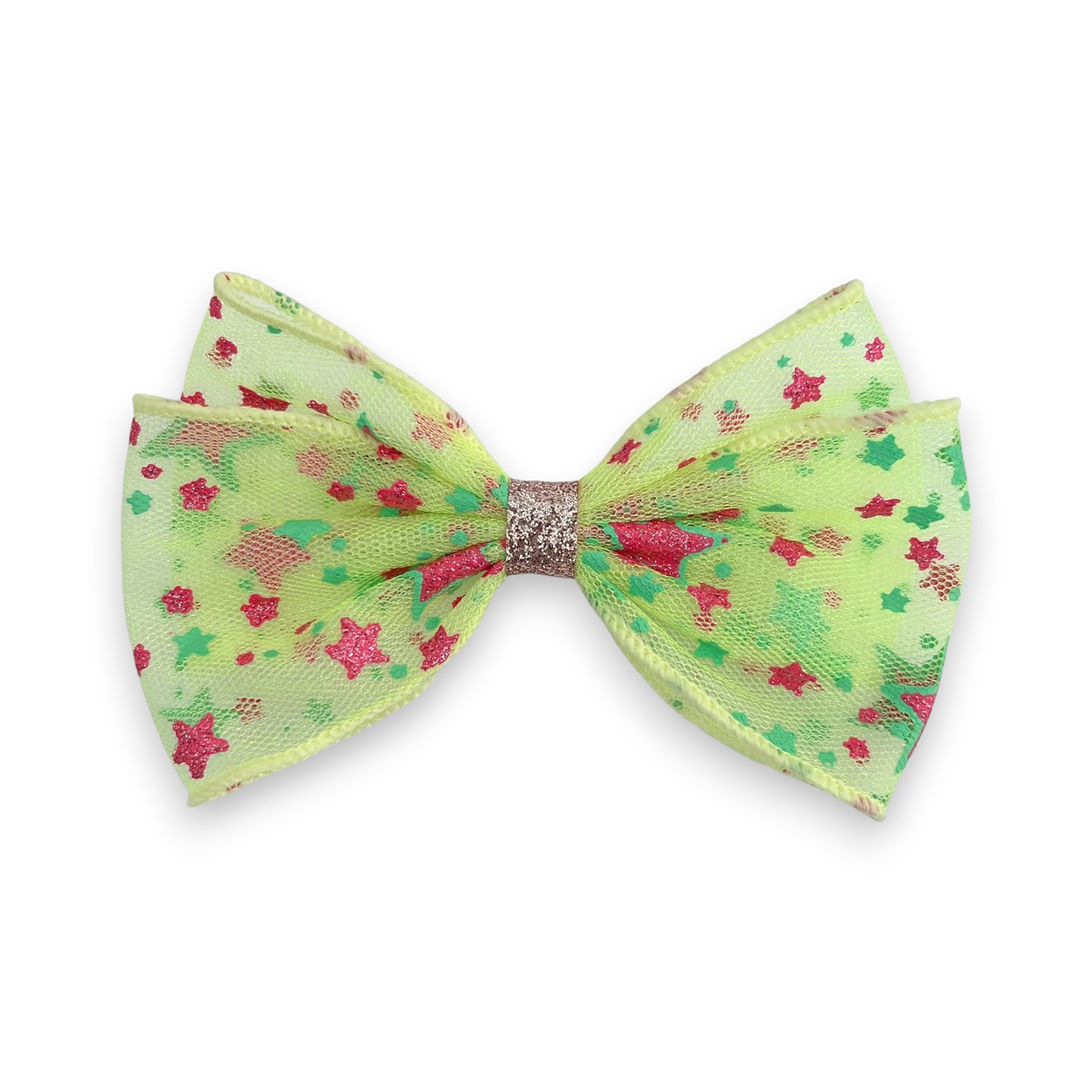 Summer Crystal - Starry Tulle Bow Hair Clip - 1 Pack