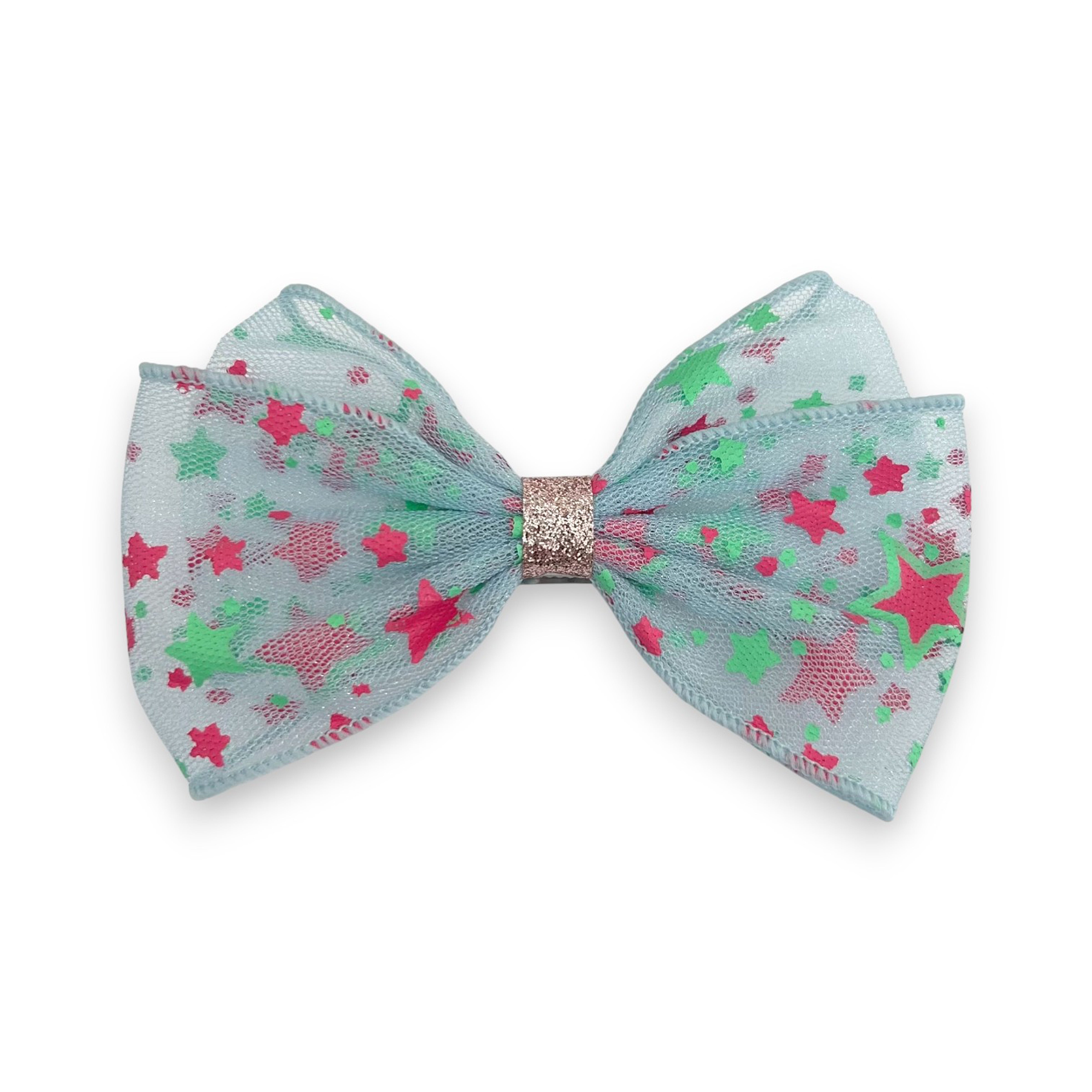 Summer Crystal - Starry Tulle Bow Hair Clip - 1 Pack