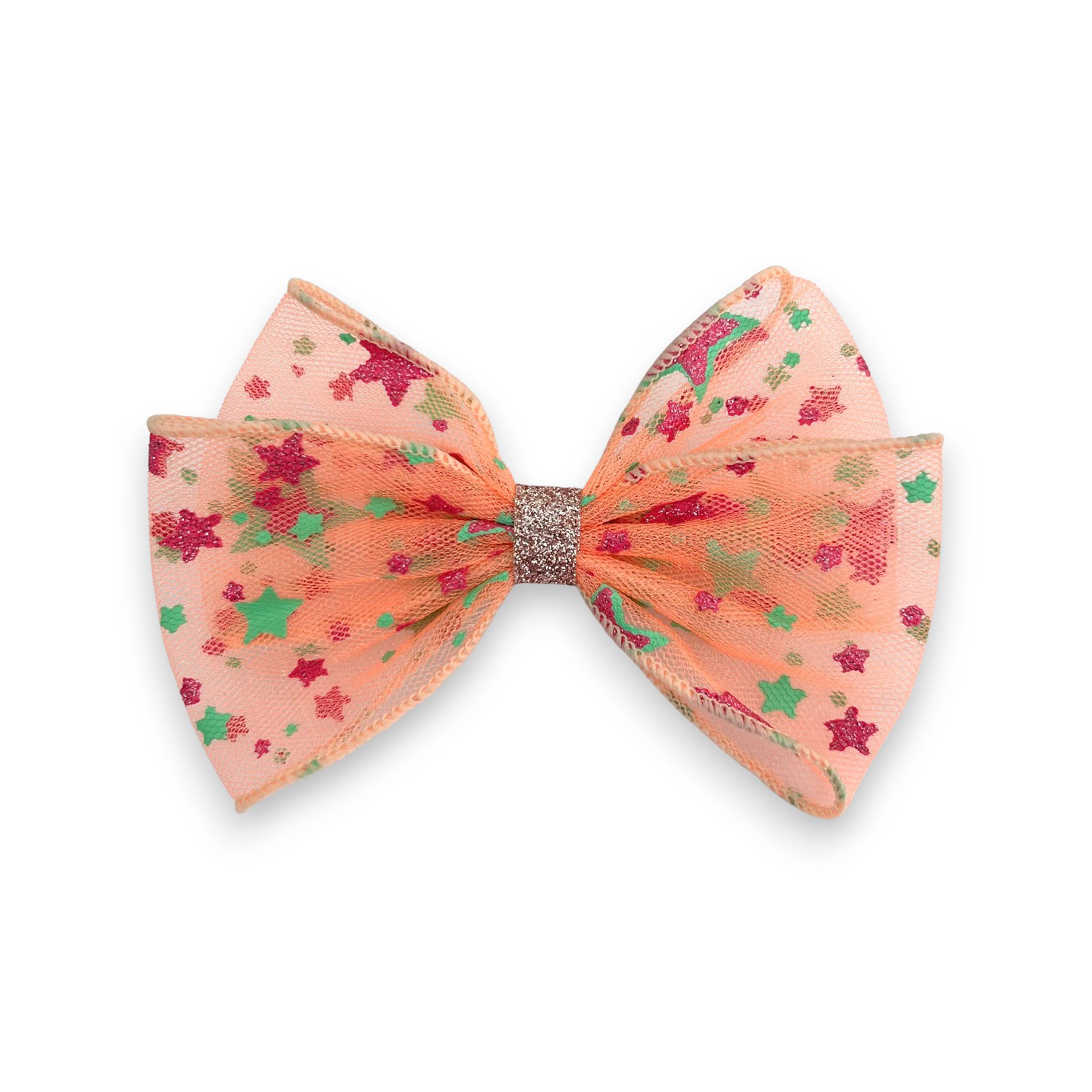 Summer Crystal - Starry Tulle Bow Hair Clip - 1 Pack