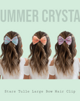 Summer Crystal Stars Tulle Large Bow Hair Clip For Girls and Women