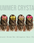 Summer Crystal Natural Straw Hat Hair Clip For Girls