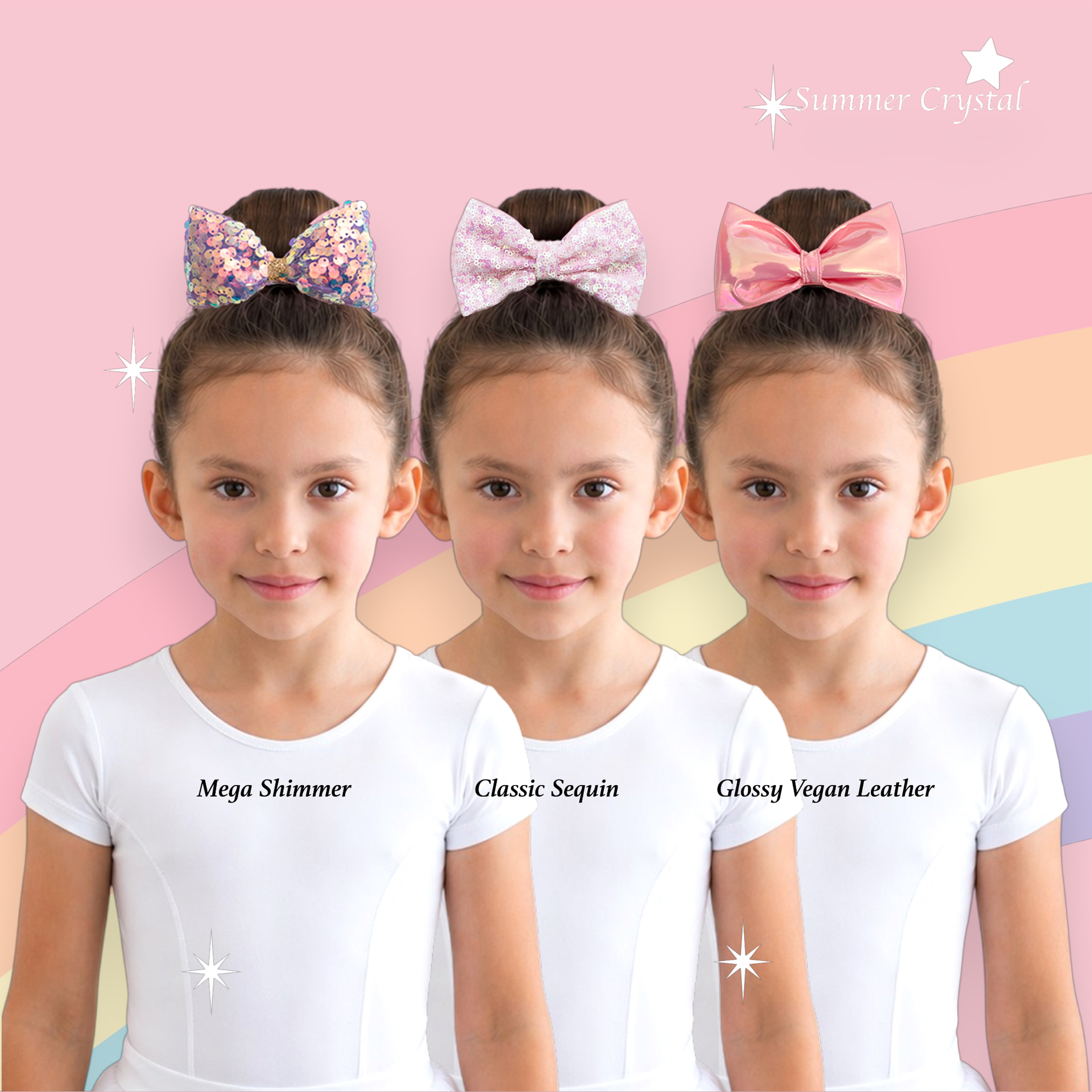 Girls' Vertical Bow Hair Clip for Competition and Dance Bun